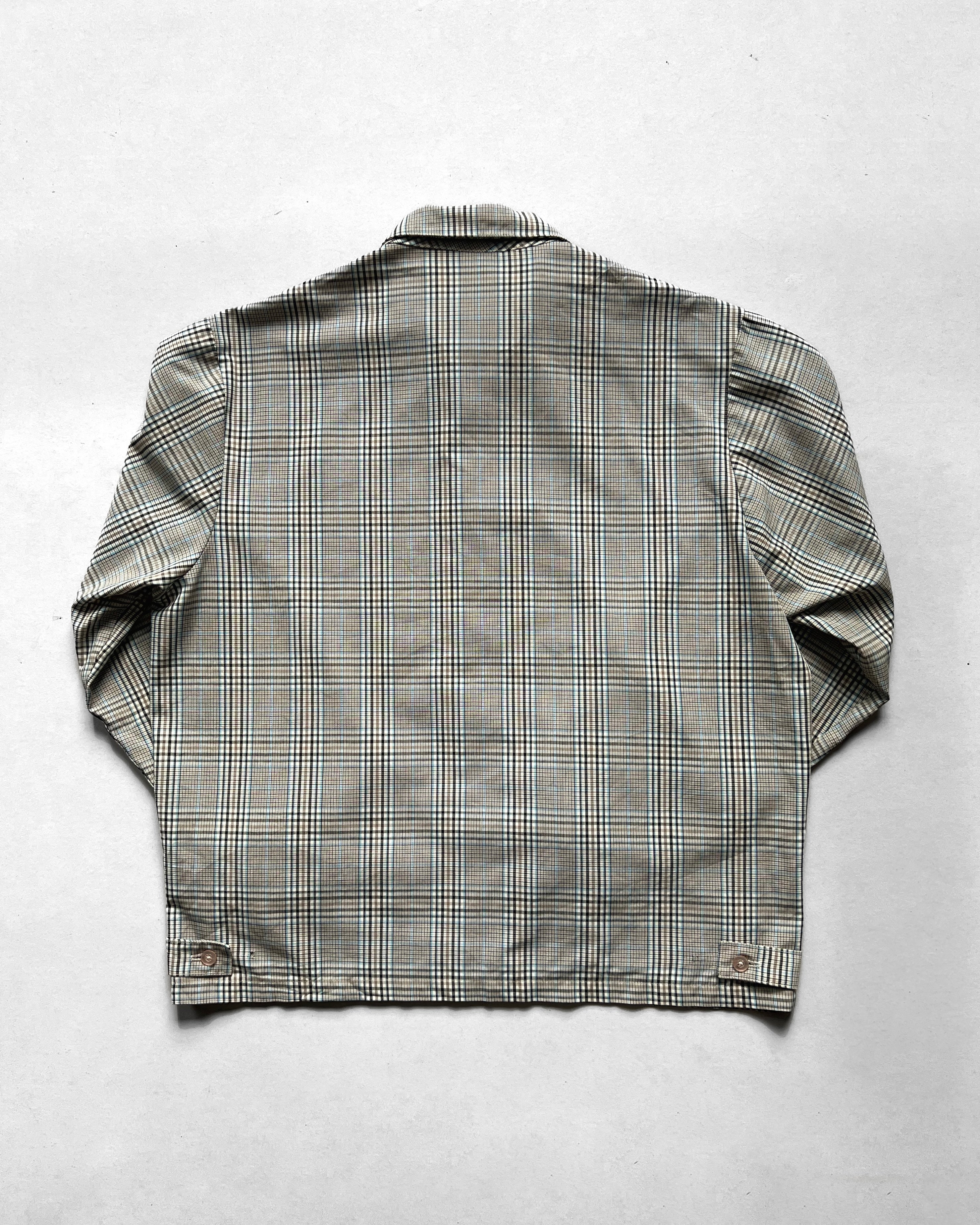 1960S KORATRON CHECKERED HARRINGTON JACKET (L)