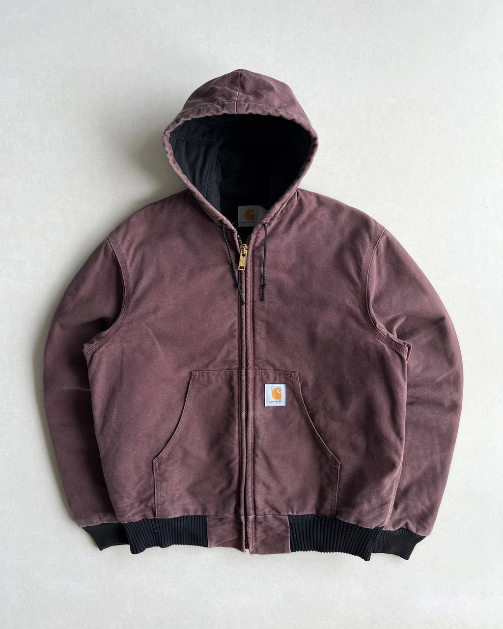 1990S MAROON CARHARTT HOODED WORK JACKET (M/L)