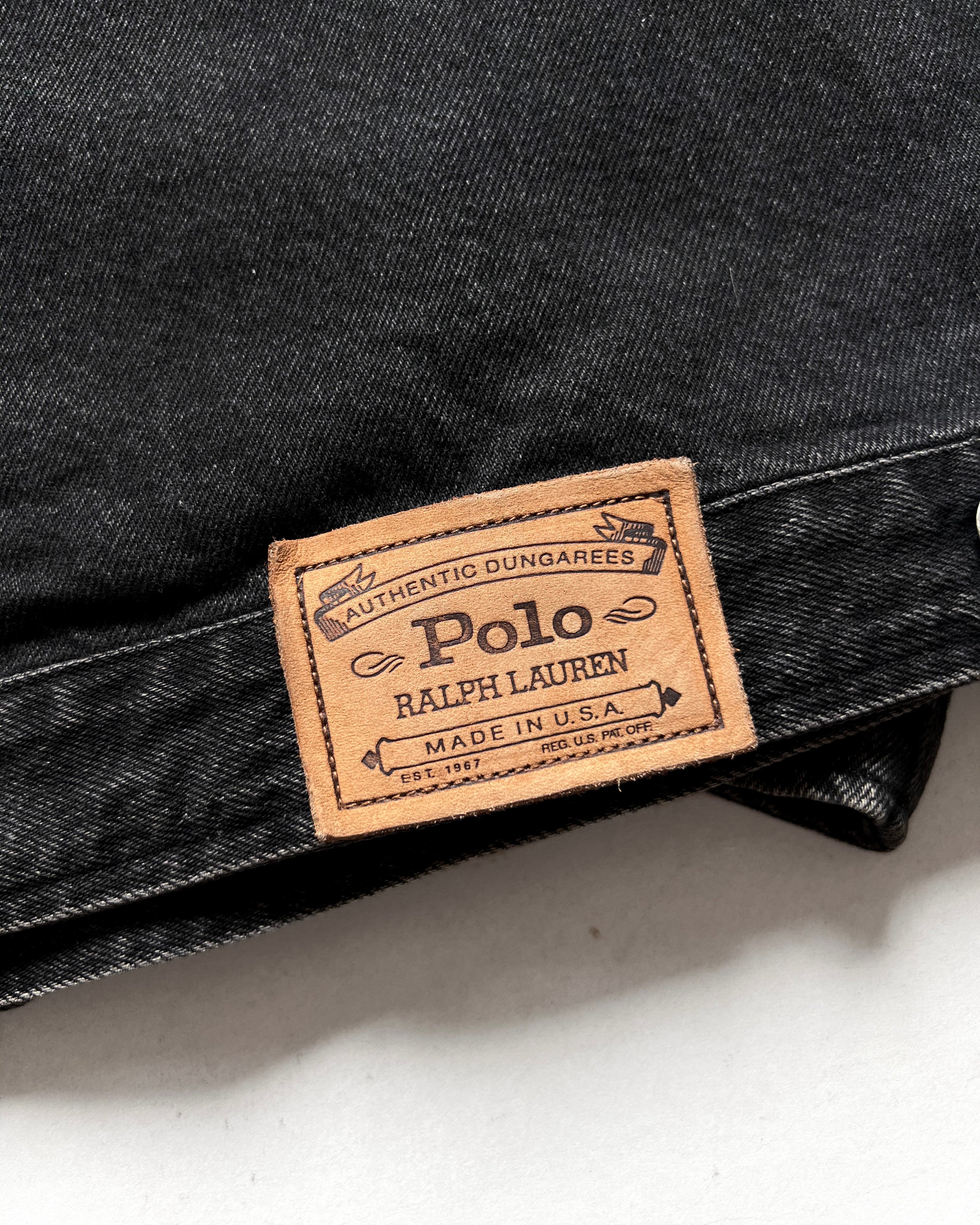 1990S BLACK POLO RALPH LAUREN DENIM JACKET (L)
