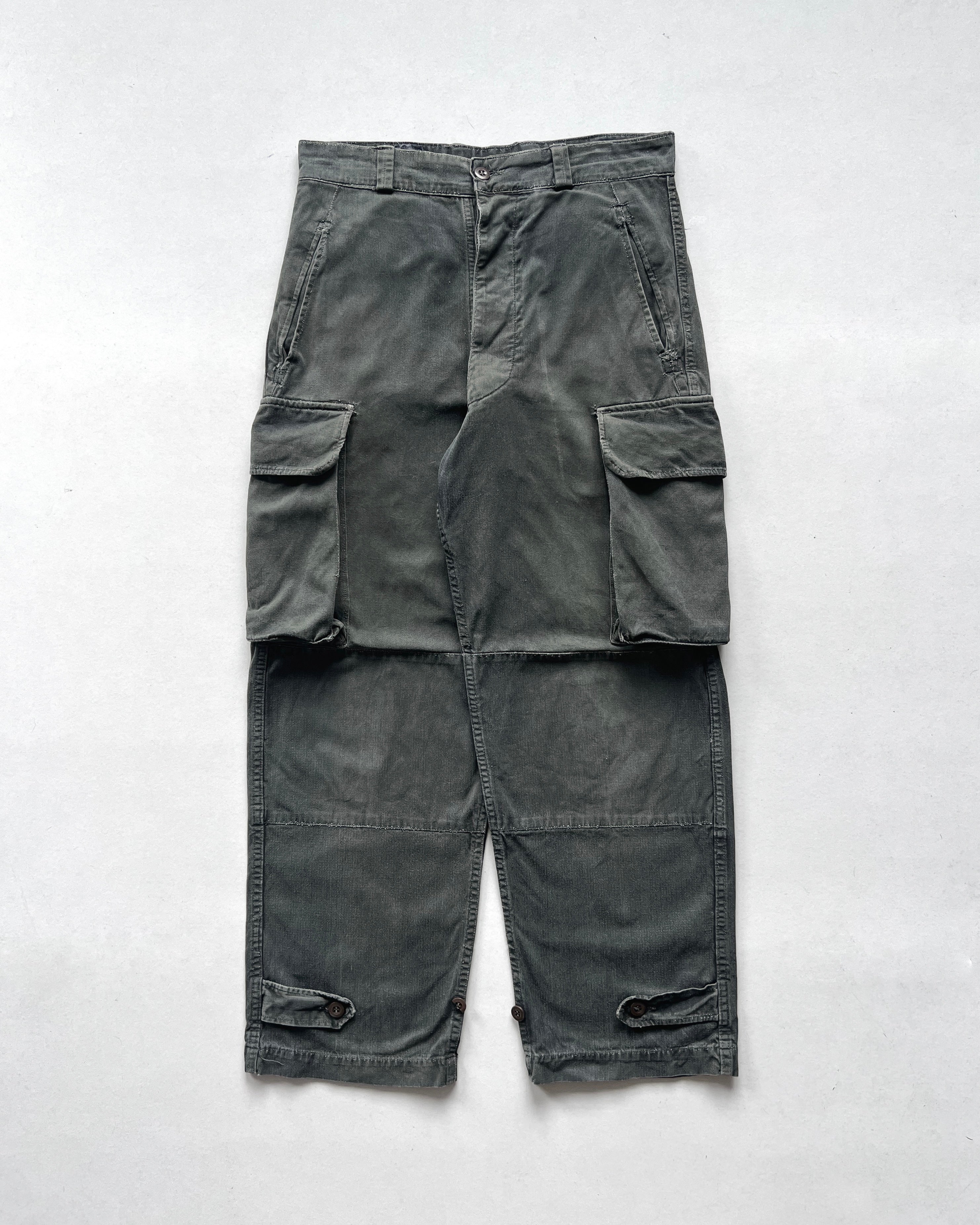 1960S OVERDYED FRENCH M-47 ARMY CARGO TROUSERS (31)