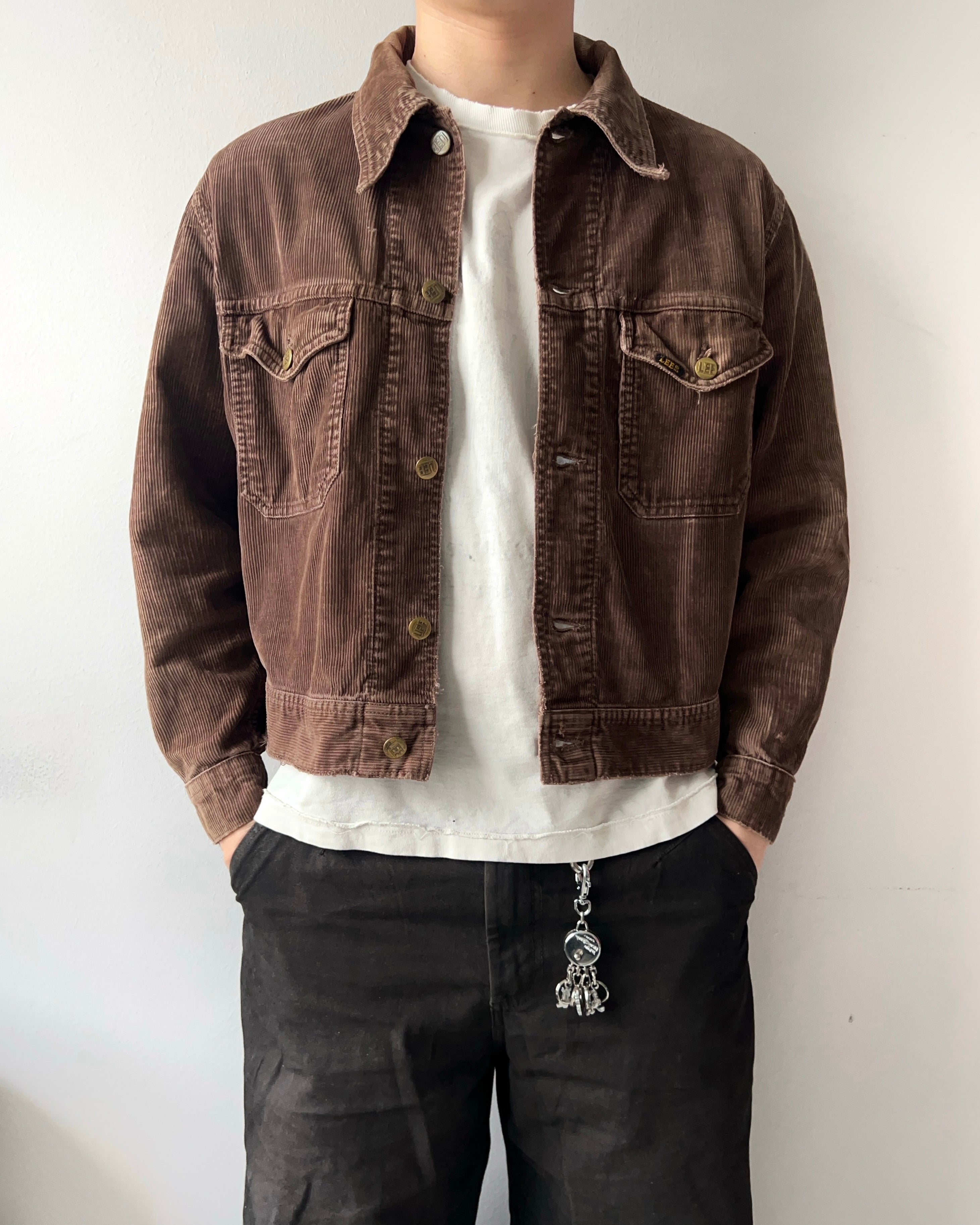 1970S BROWN LEE DOUBLE POCKET CORDUROY JACKET (M)
