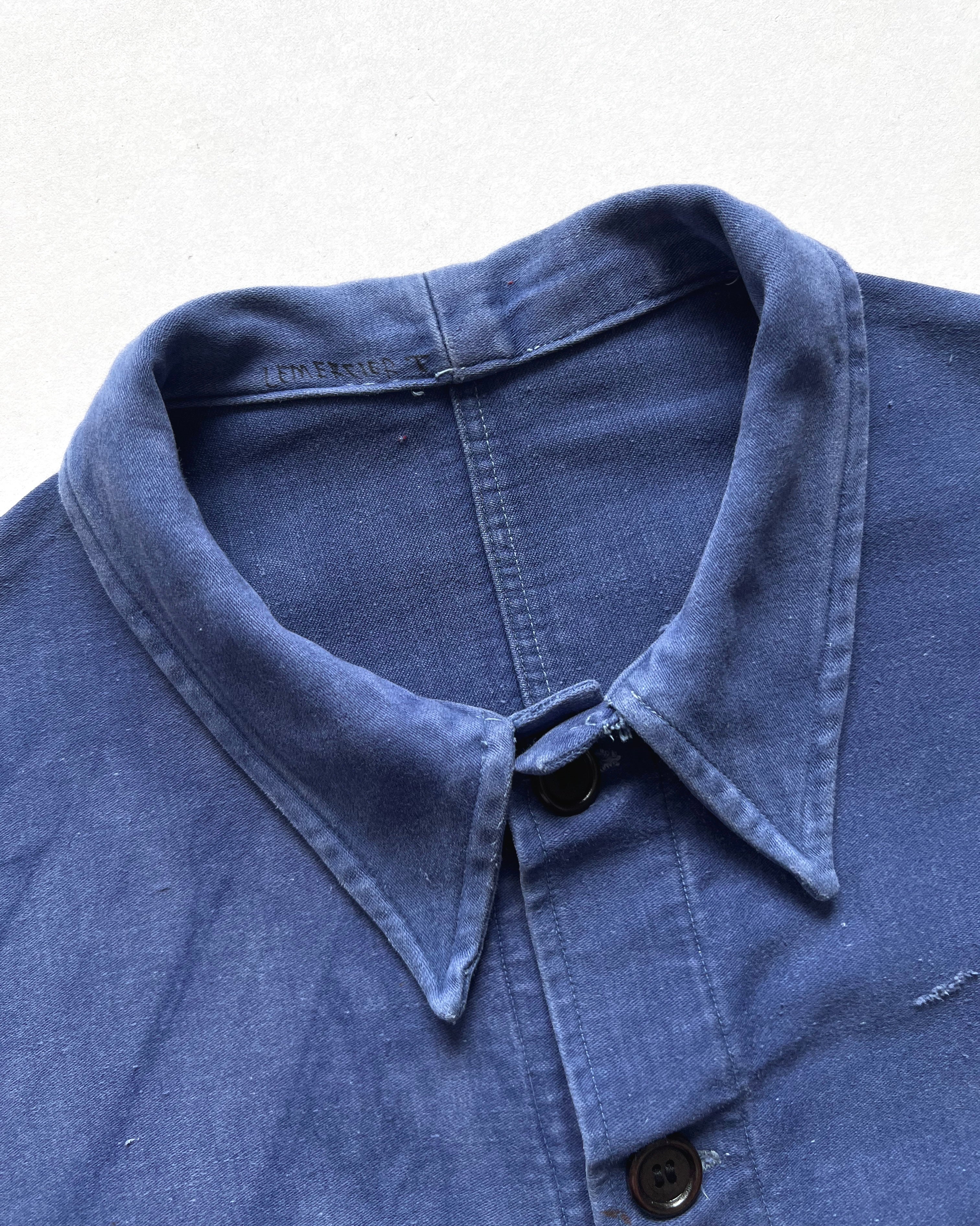 1950S FRENCH INDIGO MOLESKIN WORK JACKET (L)
