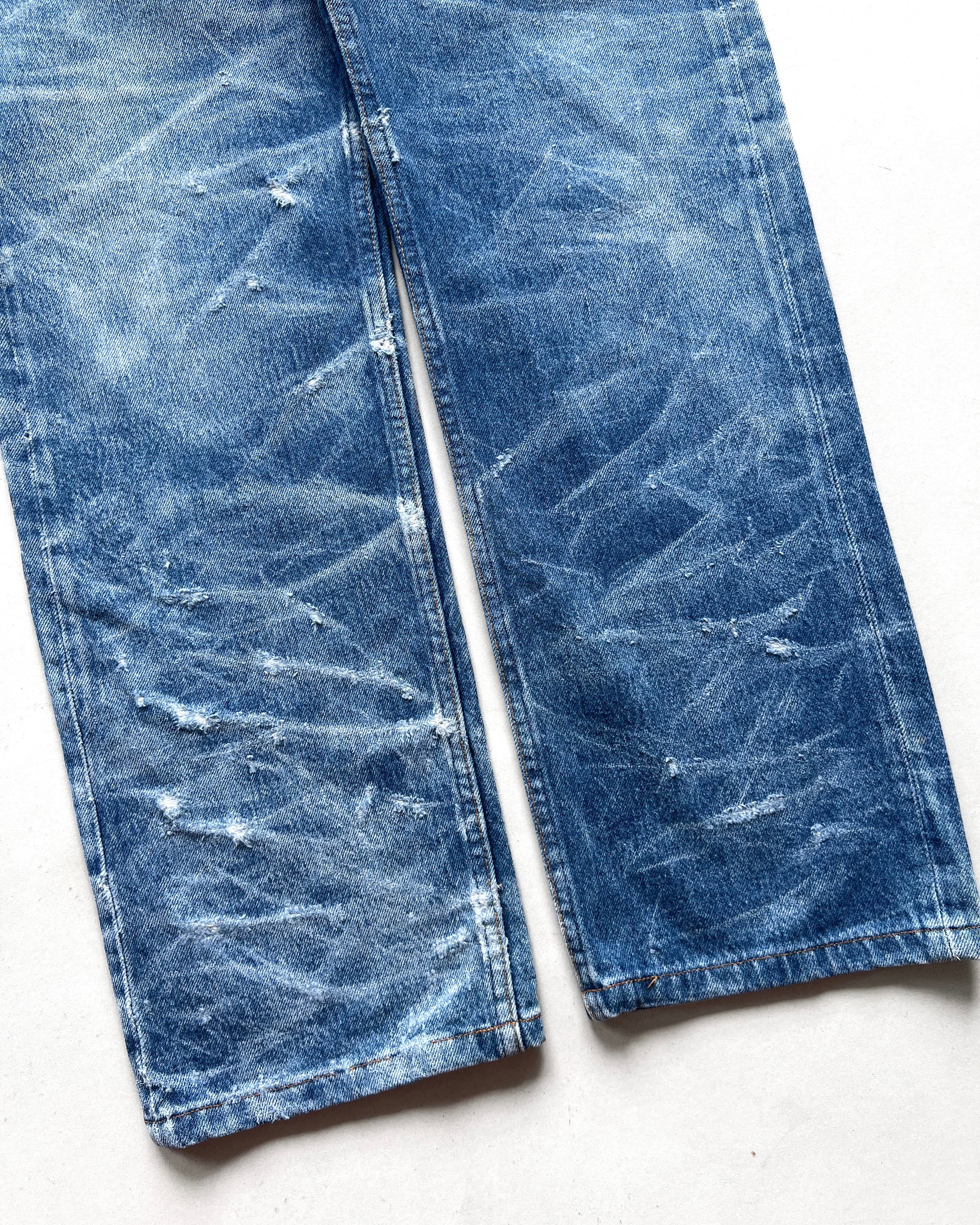 1990S FADED LEVI'S 501 WHISKERS JEANS (34)