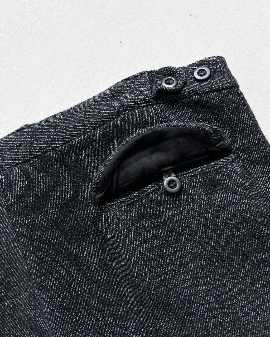 1950S FRENCH SALT & PEPPER REPAIRED WORK TROUSERS (33-35)