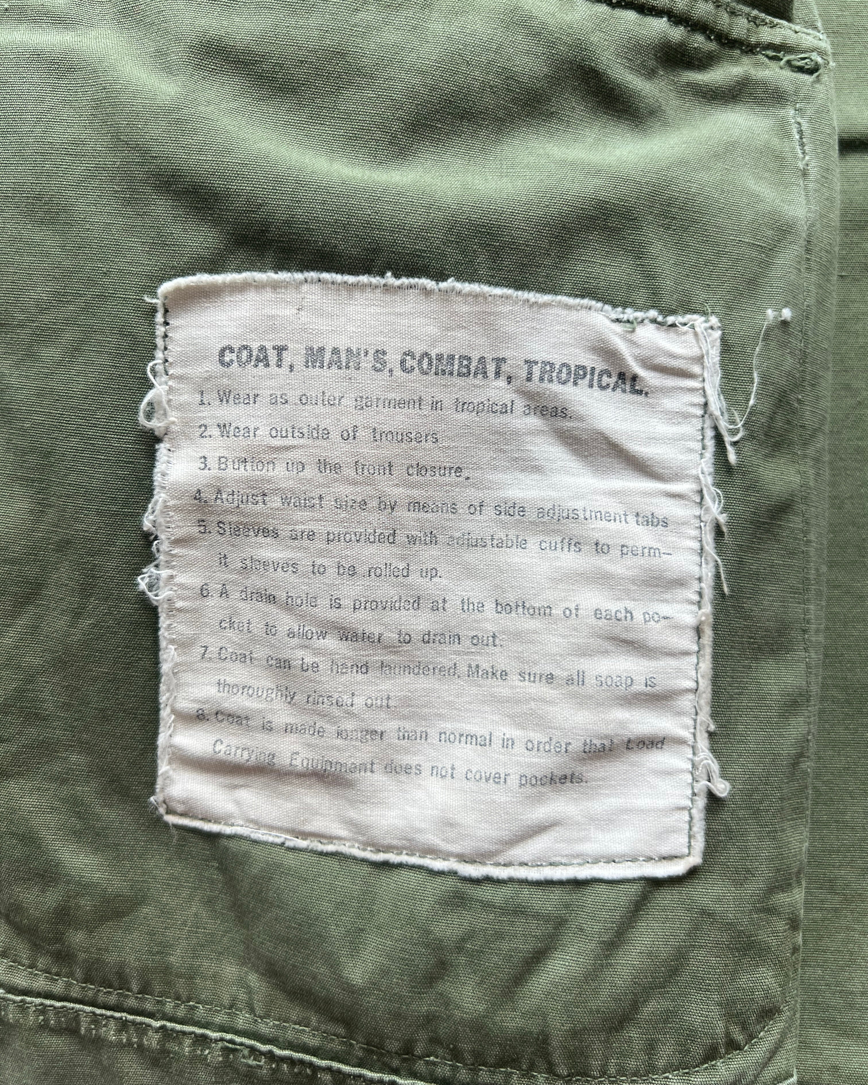1960S US ARMY 2ND PATTERN SLANT POCKET POPLIN JUNGLE JACKET (M)