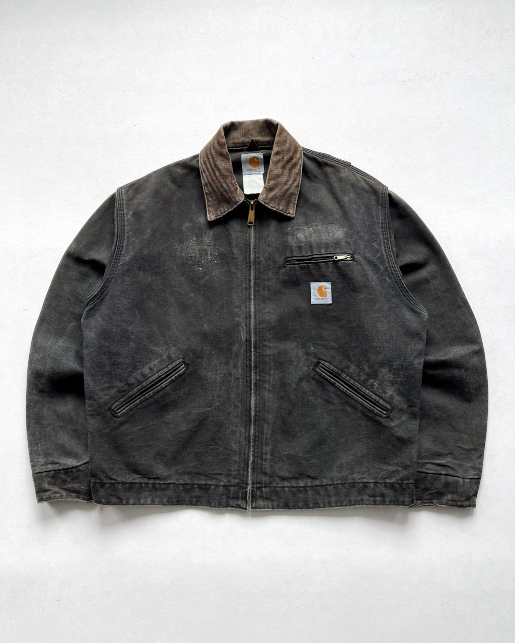 2000S FADED BLACK CARHARTT DETROIT WORK JACKET (L)