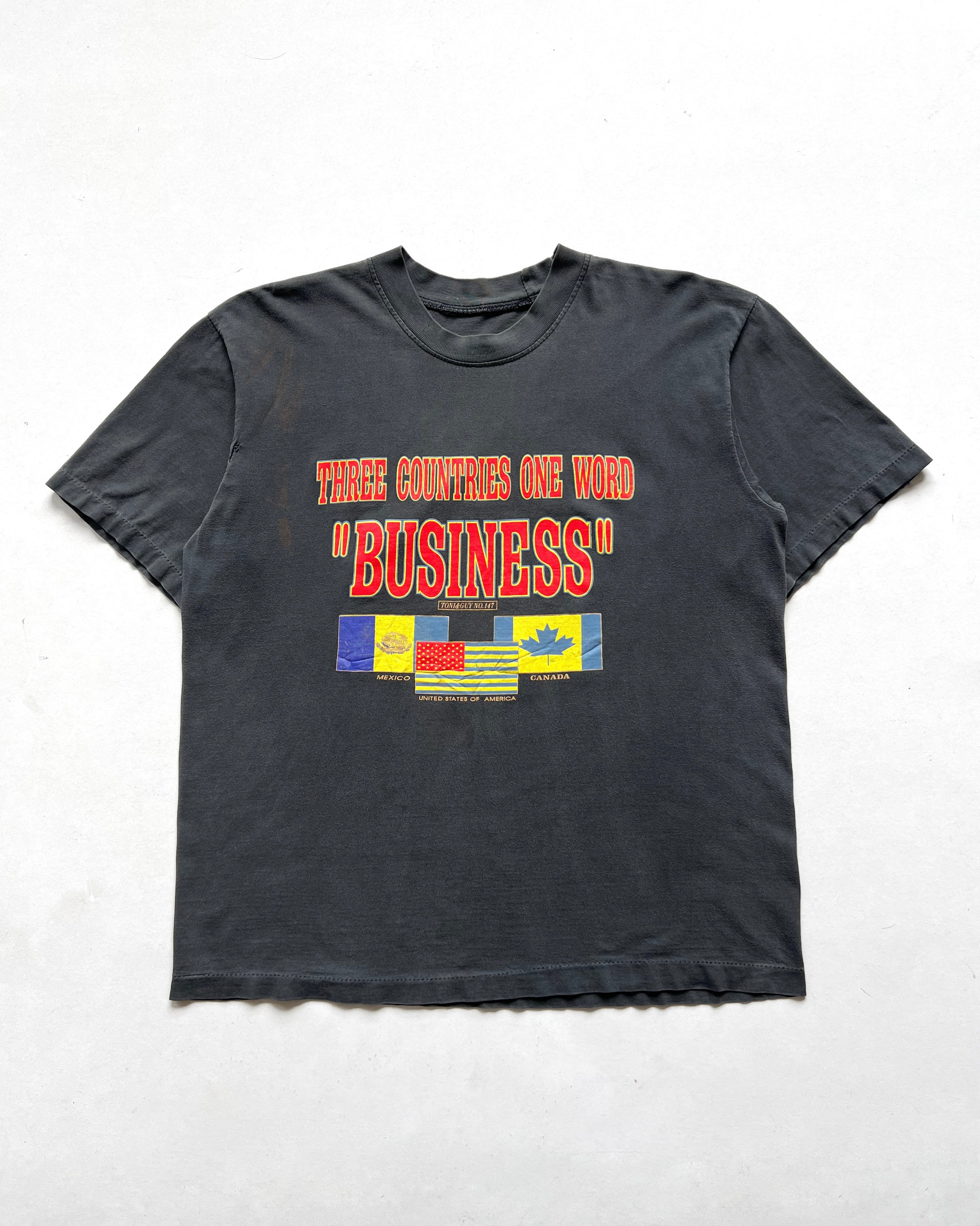 1990S 'THREE COUNTRIES ONE WORD "BUSINESS" TEE (L)