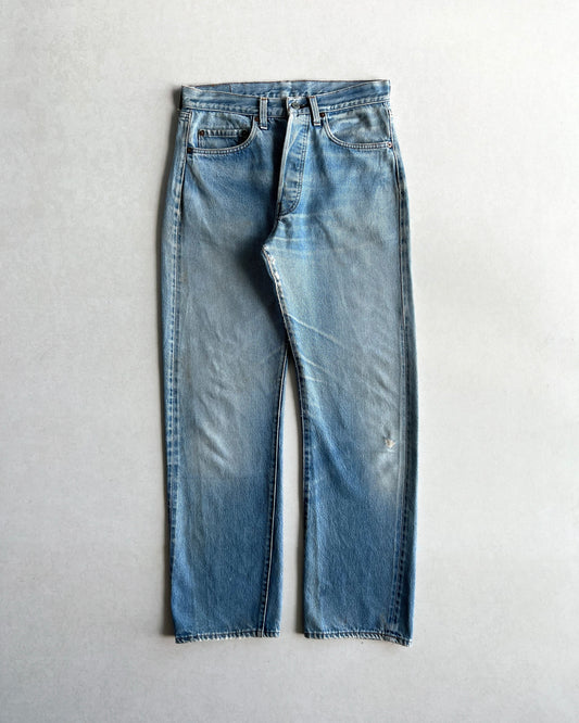 1980S FADED WASHED LEVI'S 501 REDLINE SELVEDGE JEANS (32X33)