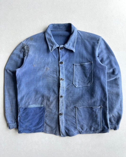 1950S MOLESKIN FRENCH REPAIRED WORK CHORE JACKET (M/L)
