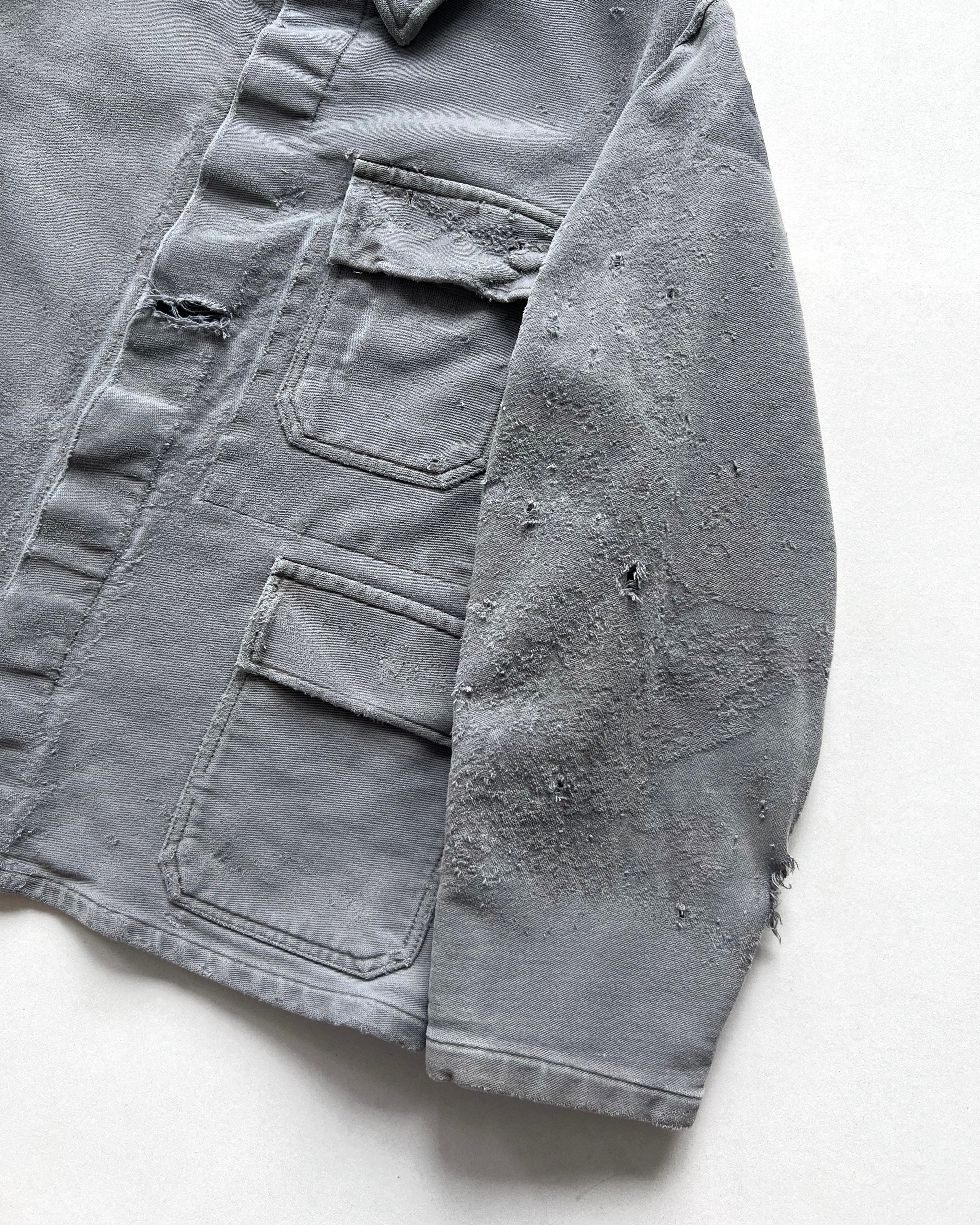 1960S GERMAN MOLESKIN DISTRESSED WORK JACKET (L)