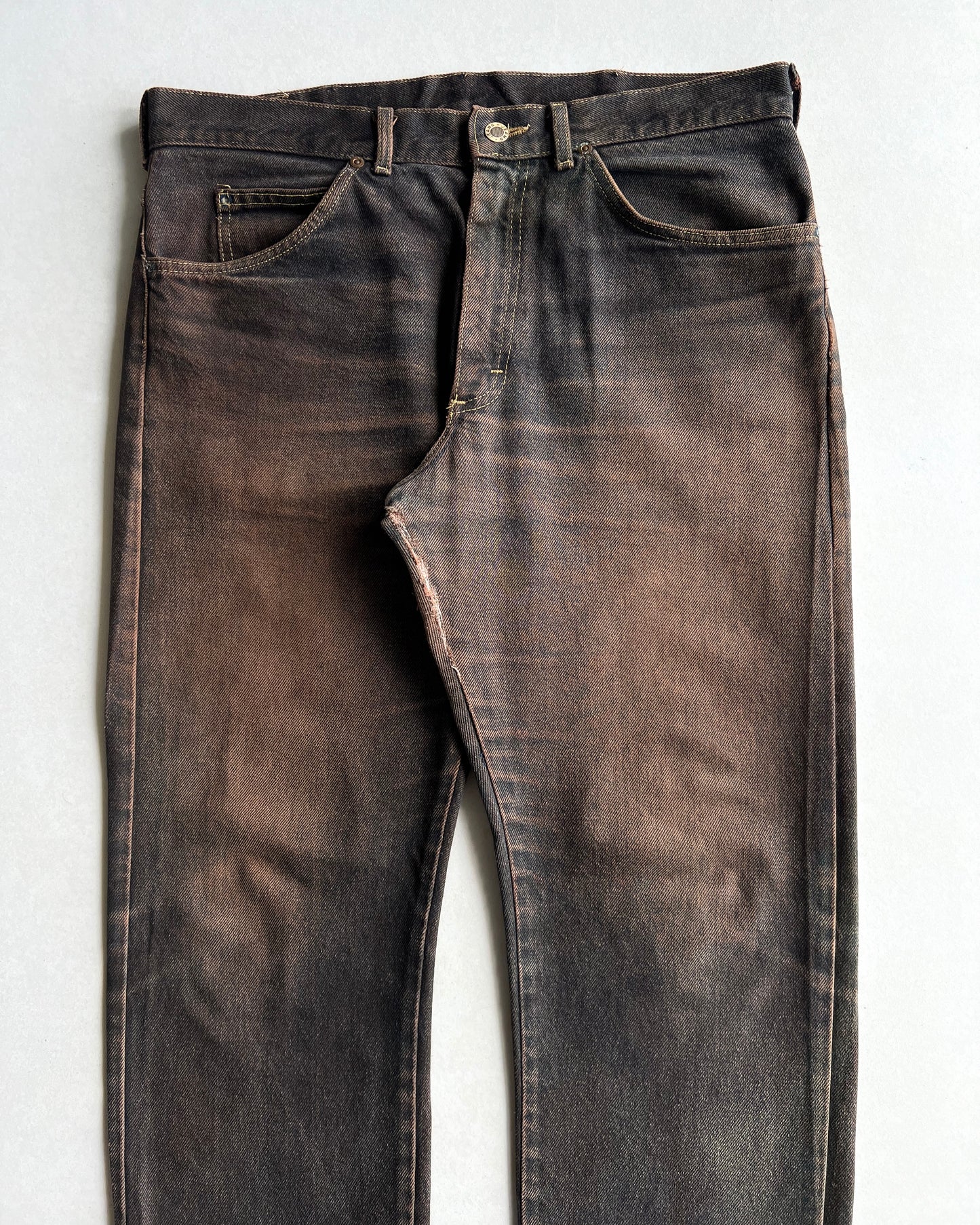 1980S FADED COPPER BROWN LEE JEANS (36X30)