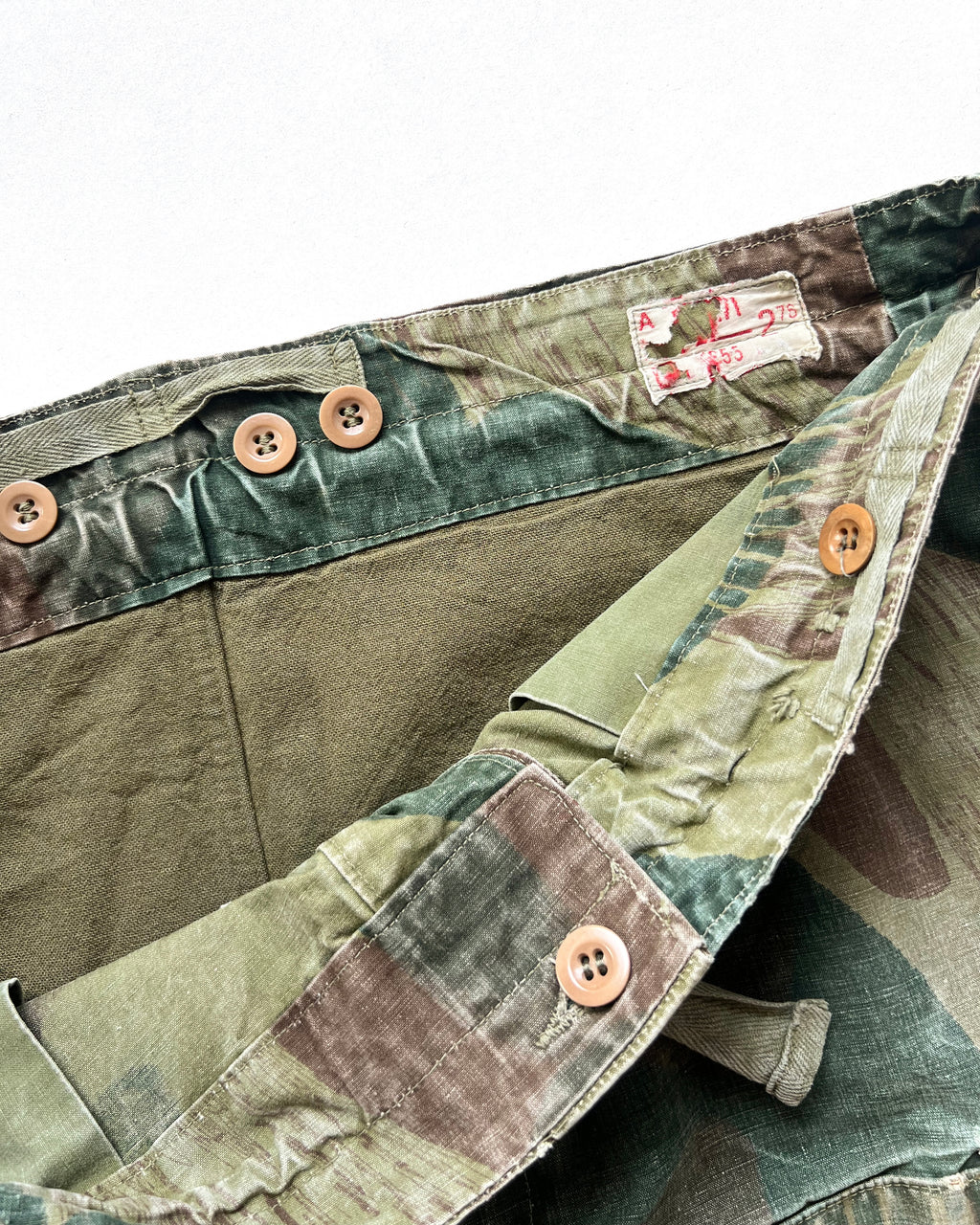 1950S BELGIUM ARMY BRUSHSTROKE CAMO PANTS (36-39)