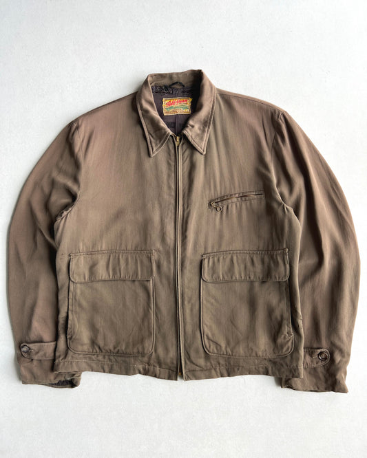 1950S FIELD STREAM RAYON GABARDINE JACKET (L)