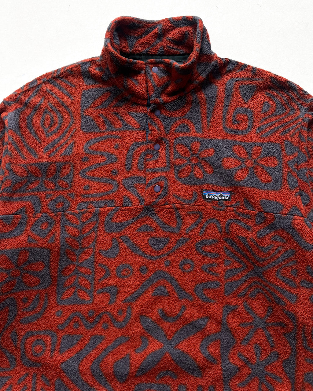 1990S PATAGONIA SYNCHILLA 'ISLAND BLOCK' SNAP-T FLEECE (M)