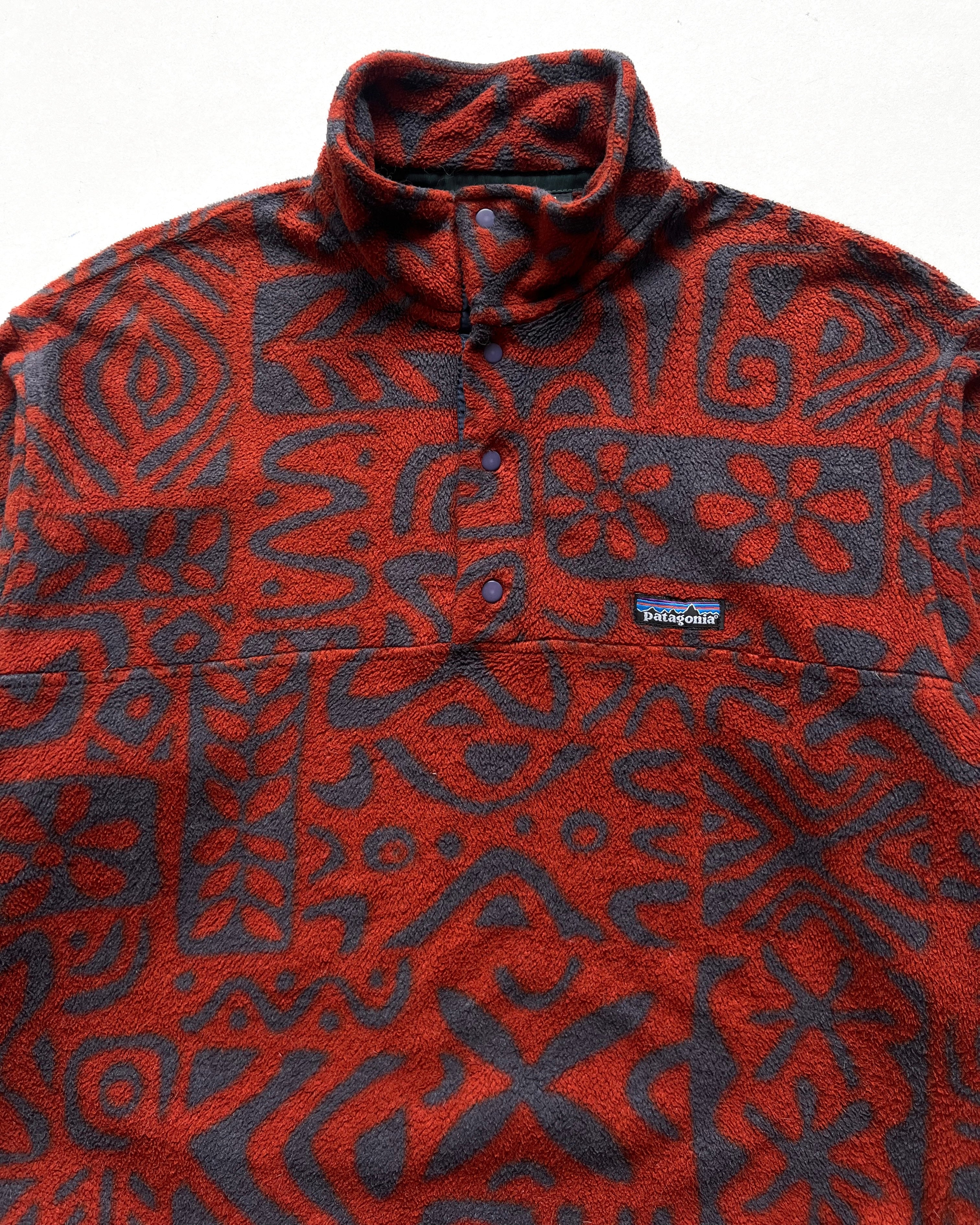 1990S PATAGONIA SYNCHILLA 'ISLAND BLOCK' SNAP-T FLEECE (M)