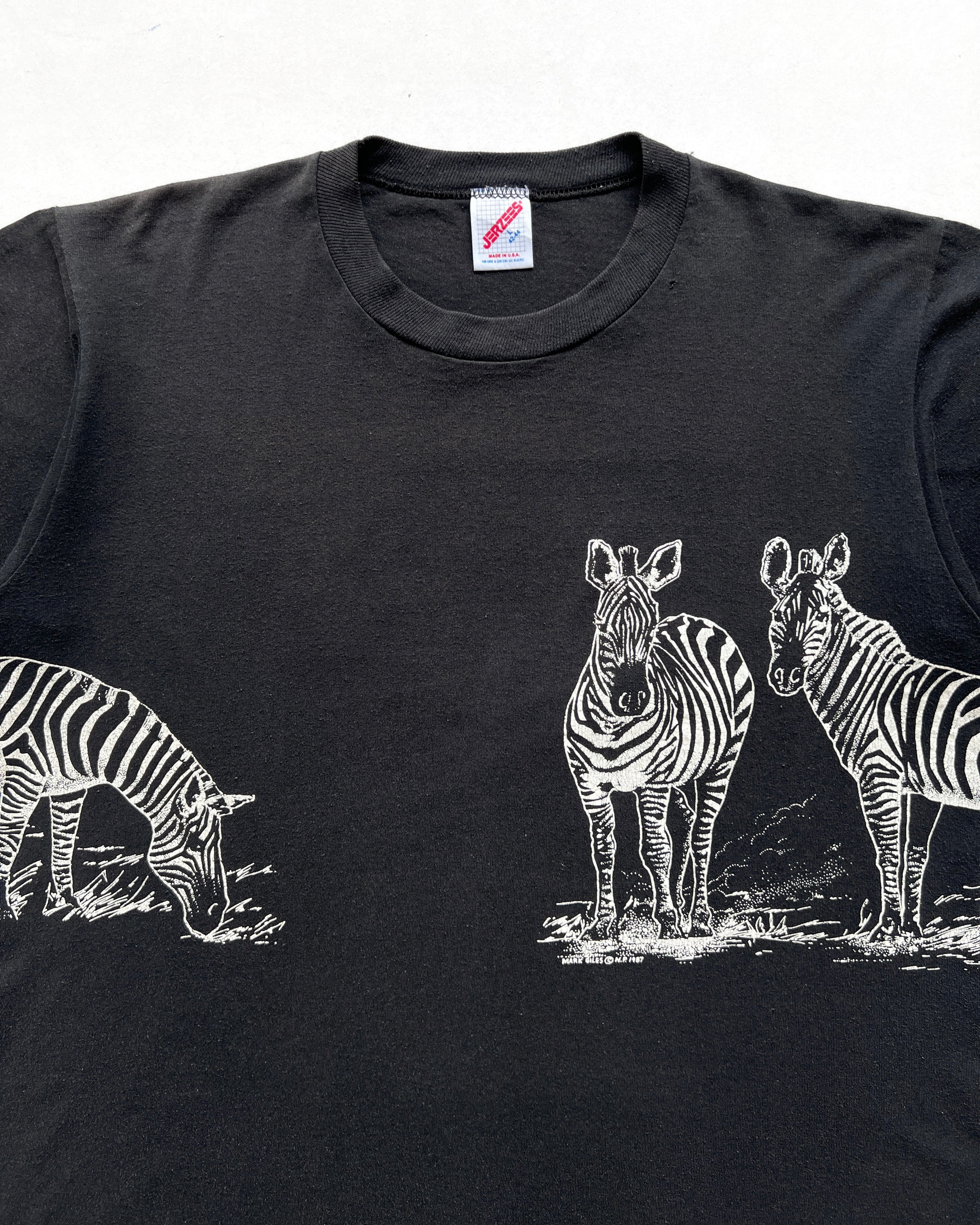 1980S ERIE ZOO ZEBRA GRAPHIC TEE (L)
