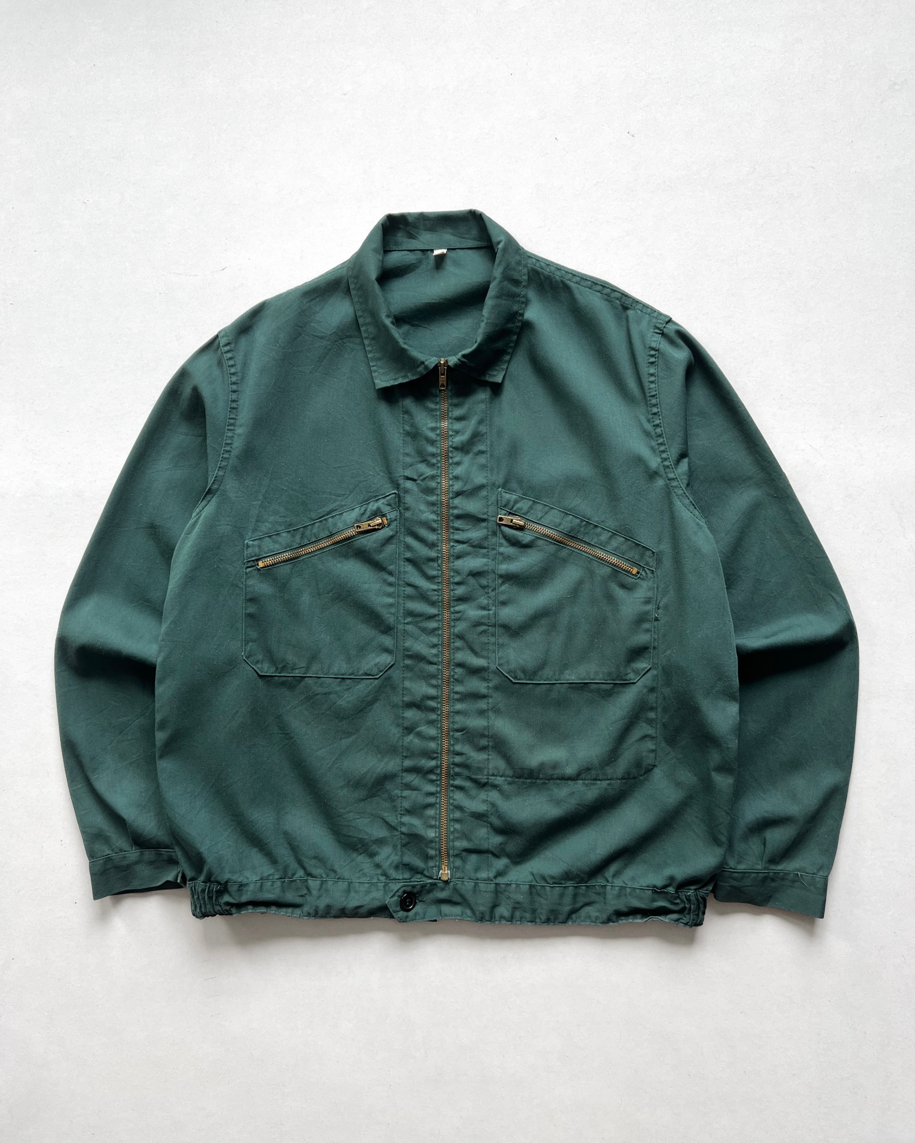 1970S GREEN FRENCH CYCLIST WORK JACKET (L)