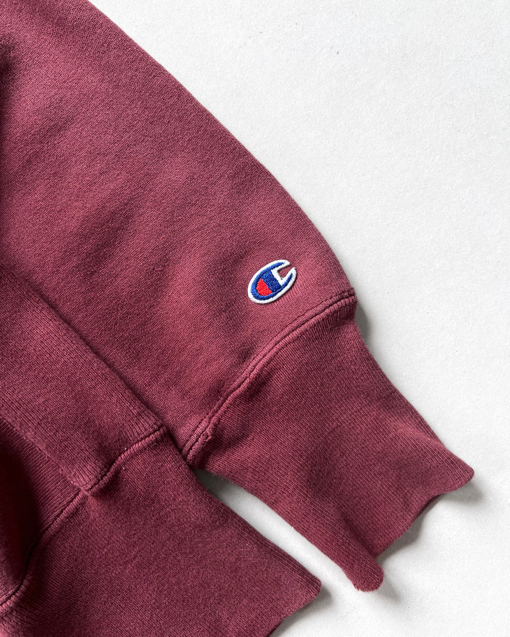 1990S MAROON CHAMPION LOGO REVERSE WEAVE HOODIE (M)