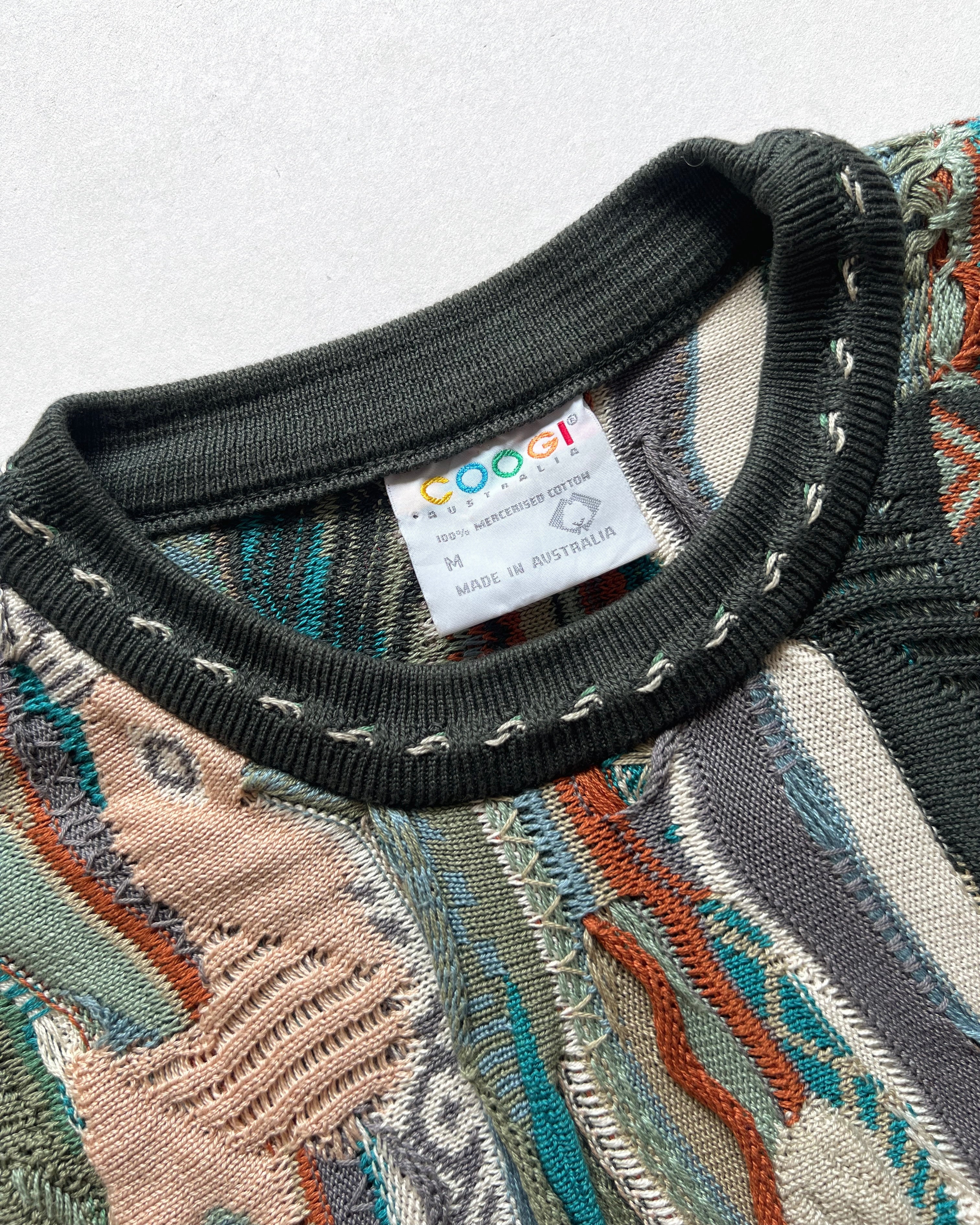 1980S COOGI EARTH TONE 3D KNIT SWEATER (M)