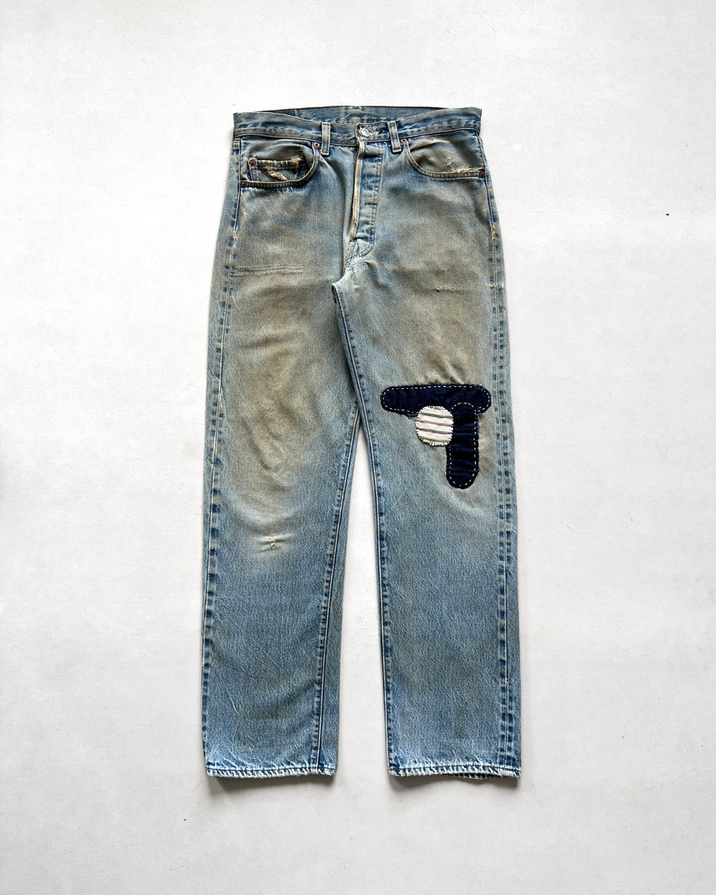 1980S LEVI'S 501 REDLINE SELVEDGE REPAIRED JEANS (32)