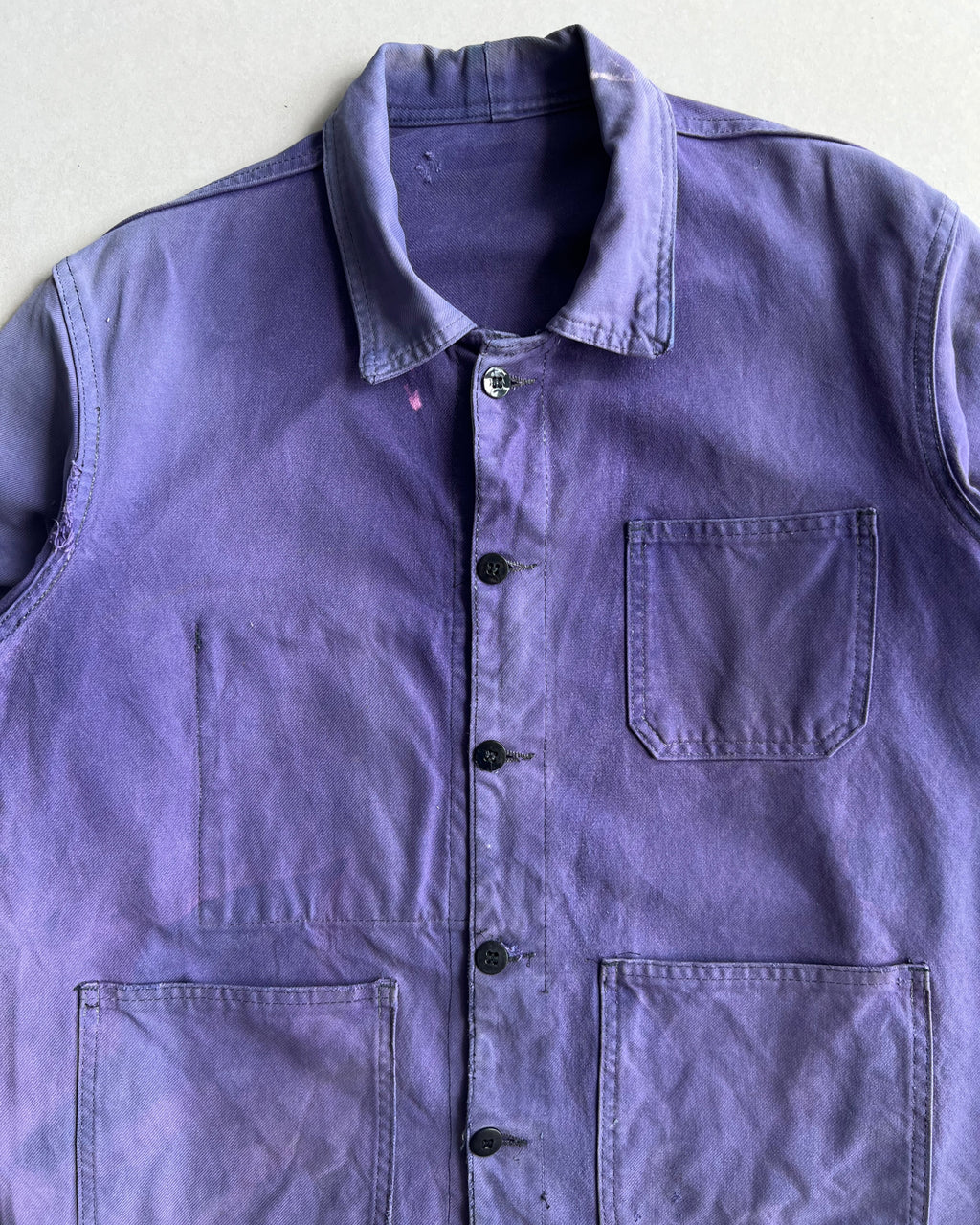1970S SUN FADED PURPLE FRENCH WORK CHORE JACKET (L)