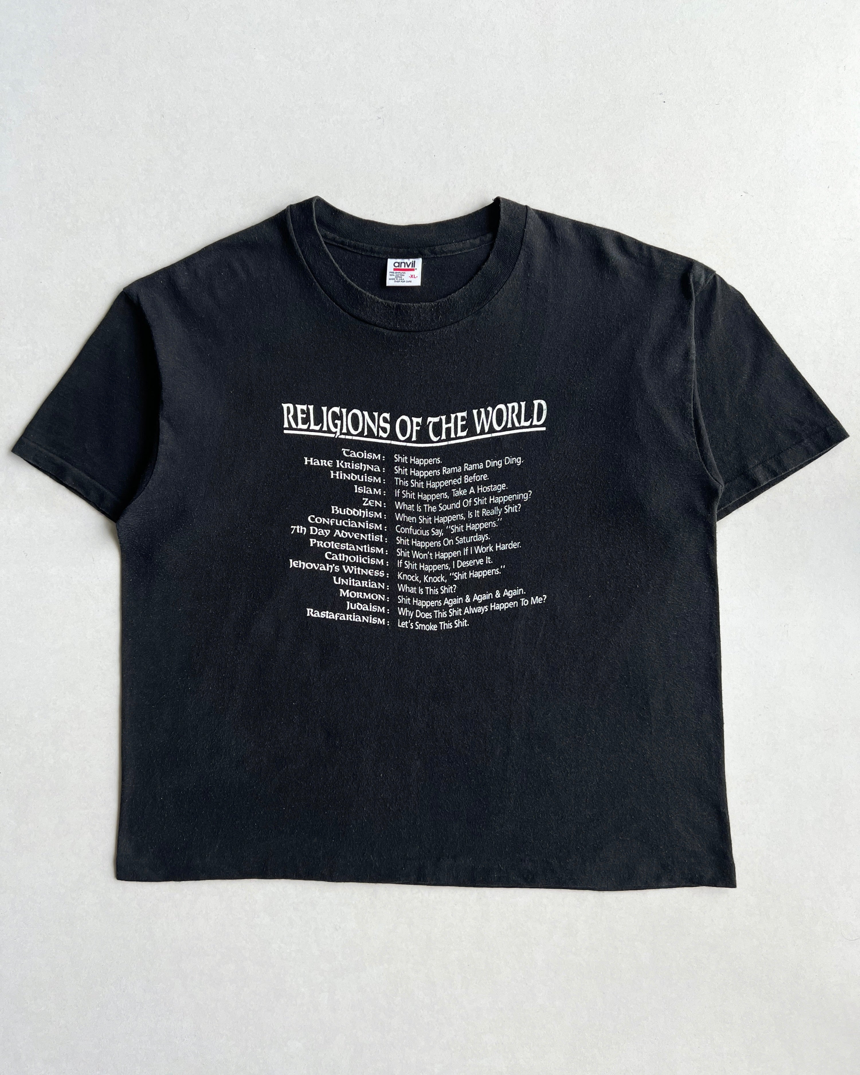 1990S 'RELIGION OF THE WORLD' SINGLE STITCH TEE (XL)