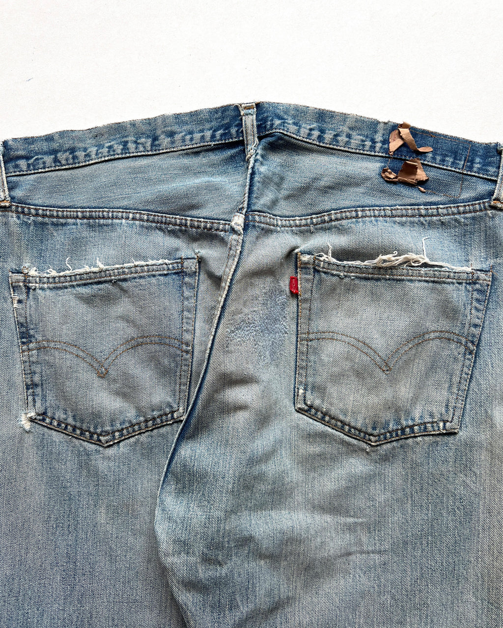 1970S LEVI'S 501 REDLINE SELVEDGE REPAIRED JEANS (38)