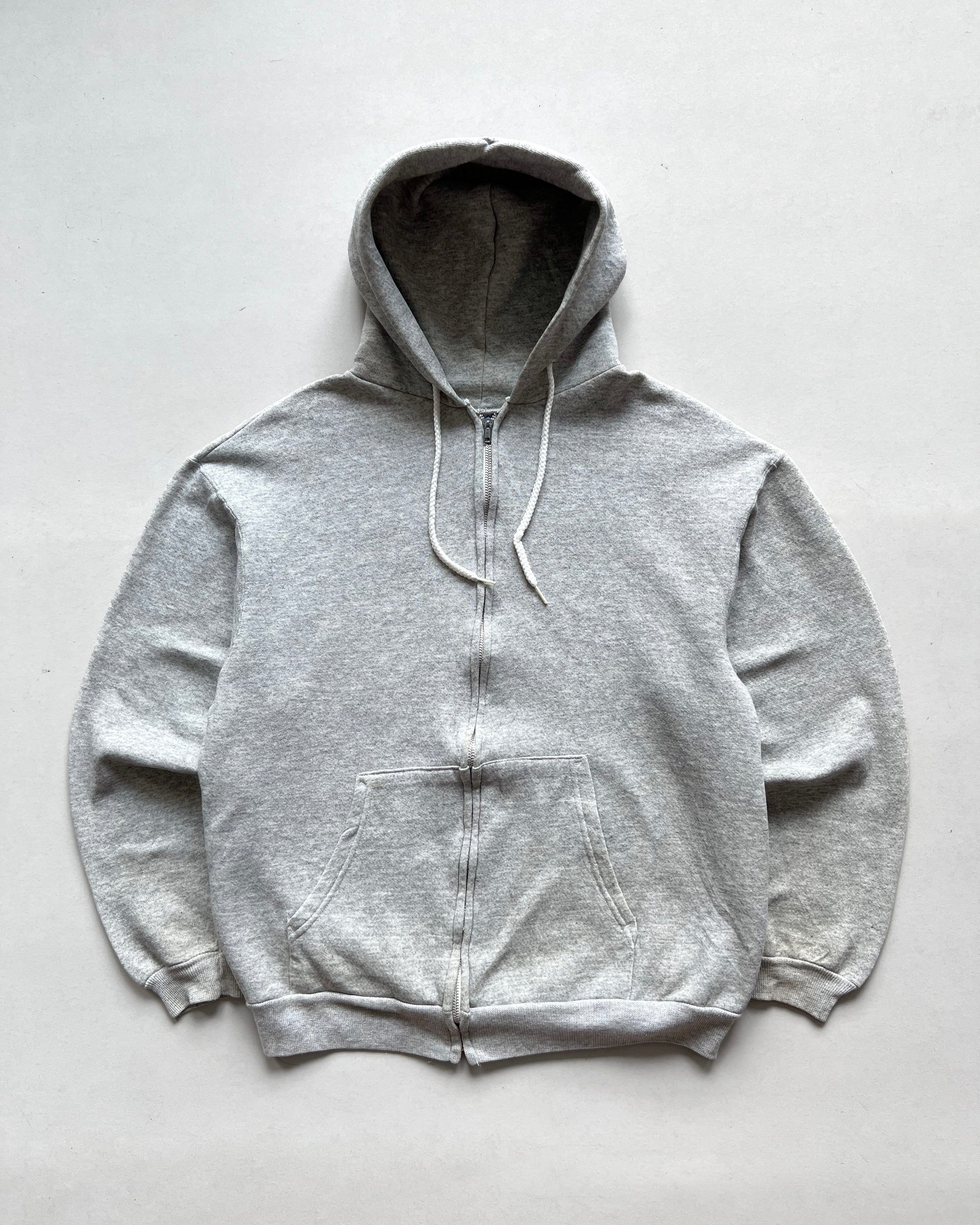 1990S HANES GREY BLANK ZIP-UP HOODIE (L)