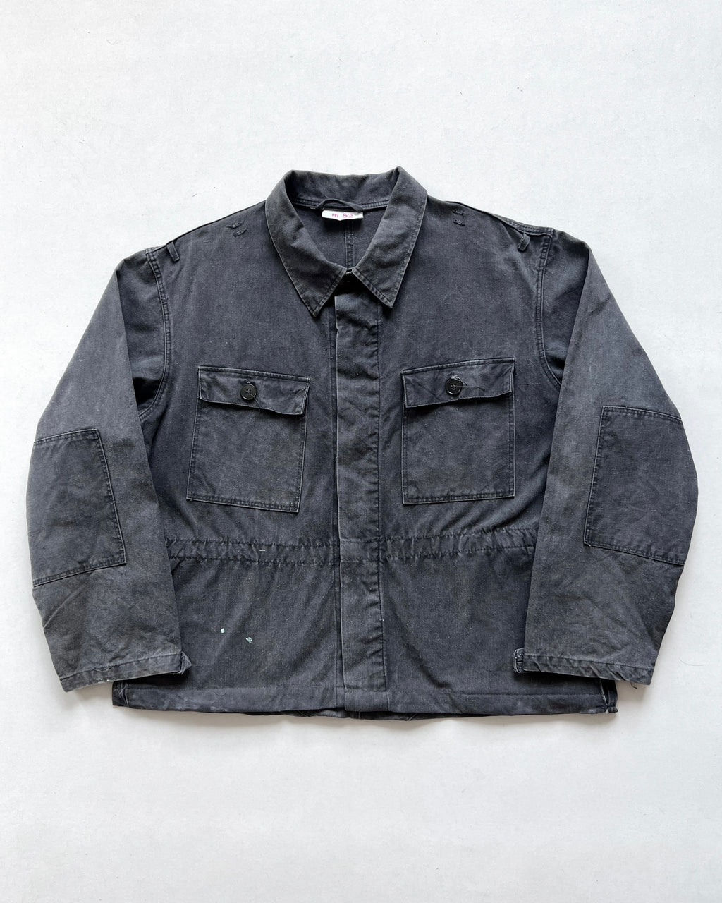 1960S FADED BLACK GERMAN CUSTOM MILITARY JACKET (L)