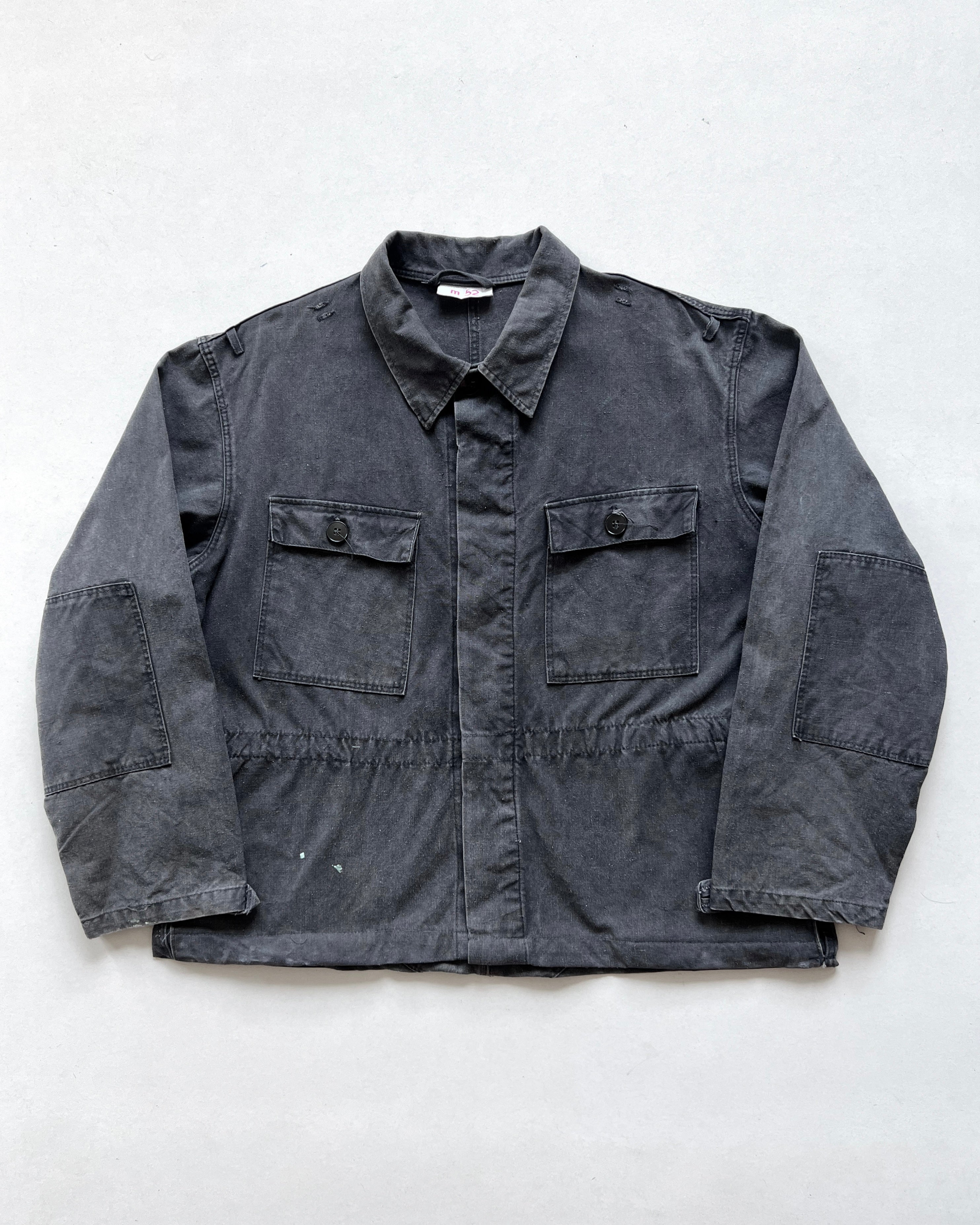 1960S FADED BLACK GERMAN CUSTOM MILITARY JACKET (L)
