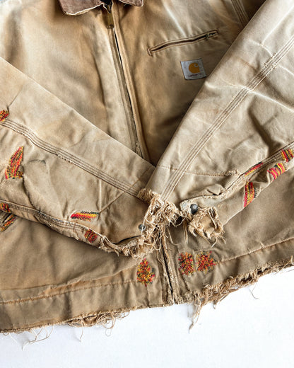 1990S SUN FADED REPAIRED CARHARTT DETROIT WORK JACKET (L)