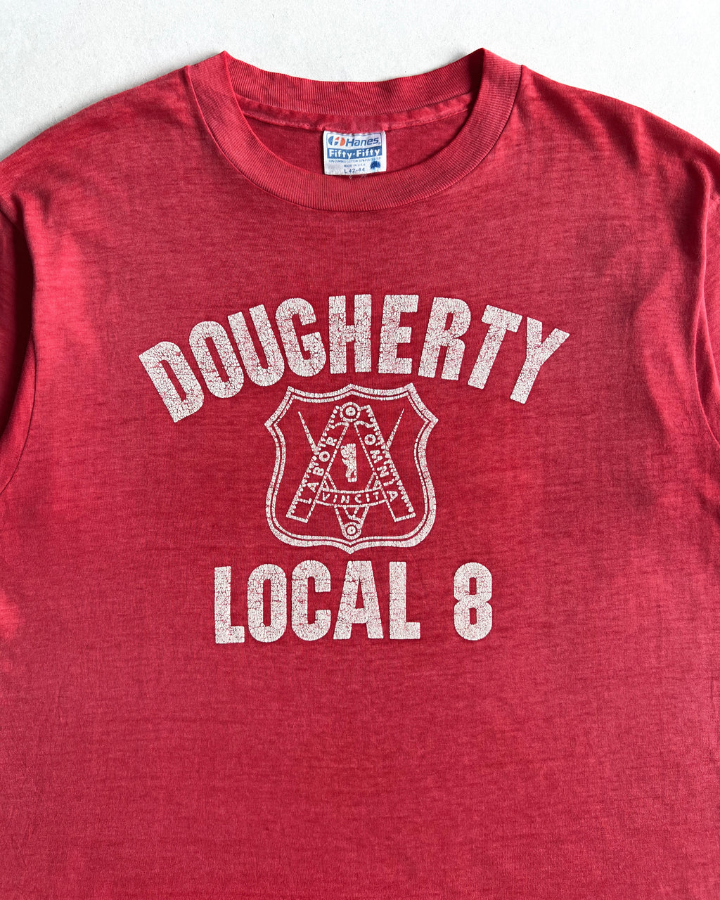 1980S HANES ‘DOUGHERTY LOCAL 8’ SINGLE STITCH TEE (L)