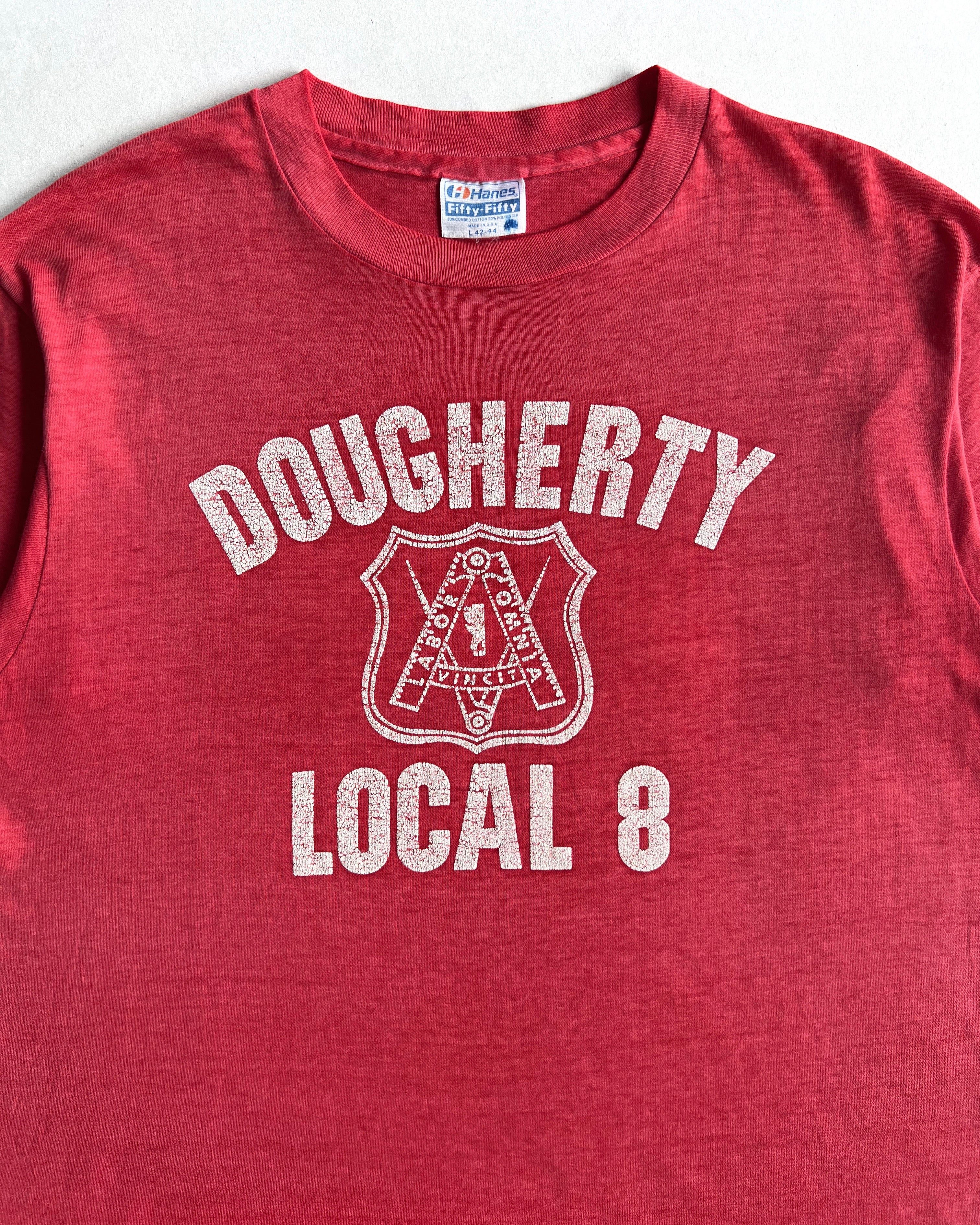 1980S HANES ‘DOUGHERTY LOCAL 8’ SINGLE STITCH TEE (L)