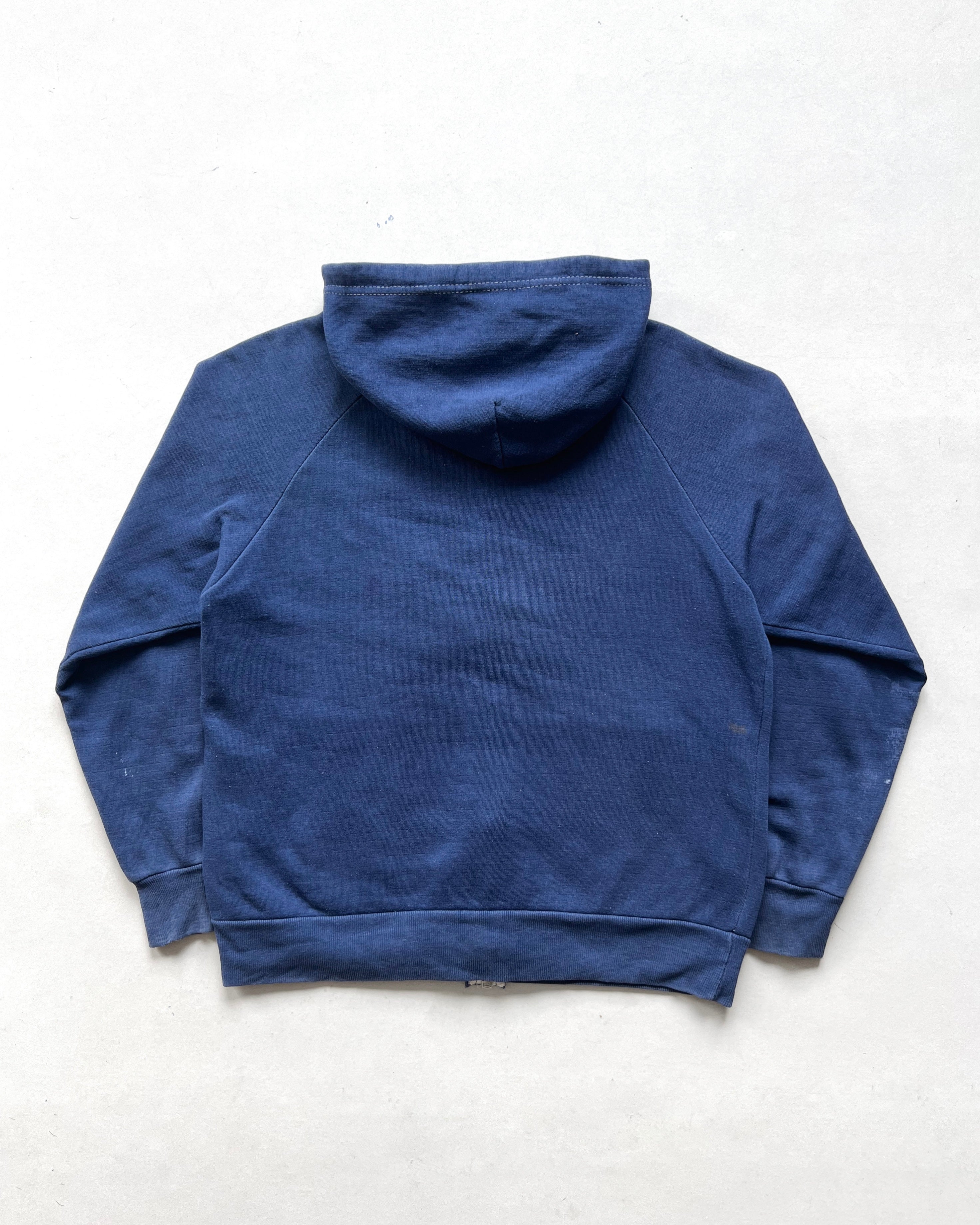 1970S FADED BLUE ZIP-UP BLANK HOODIE (M)