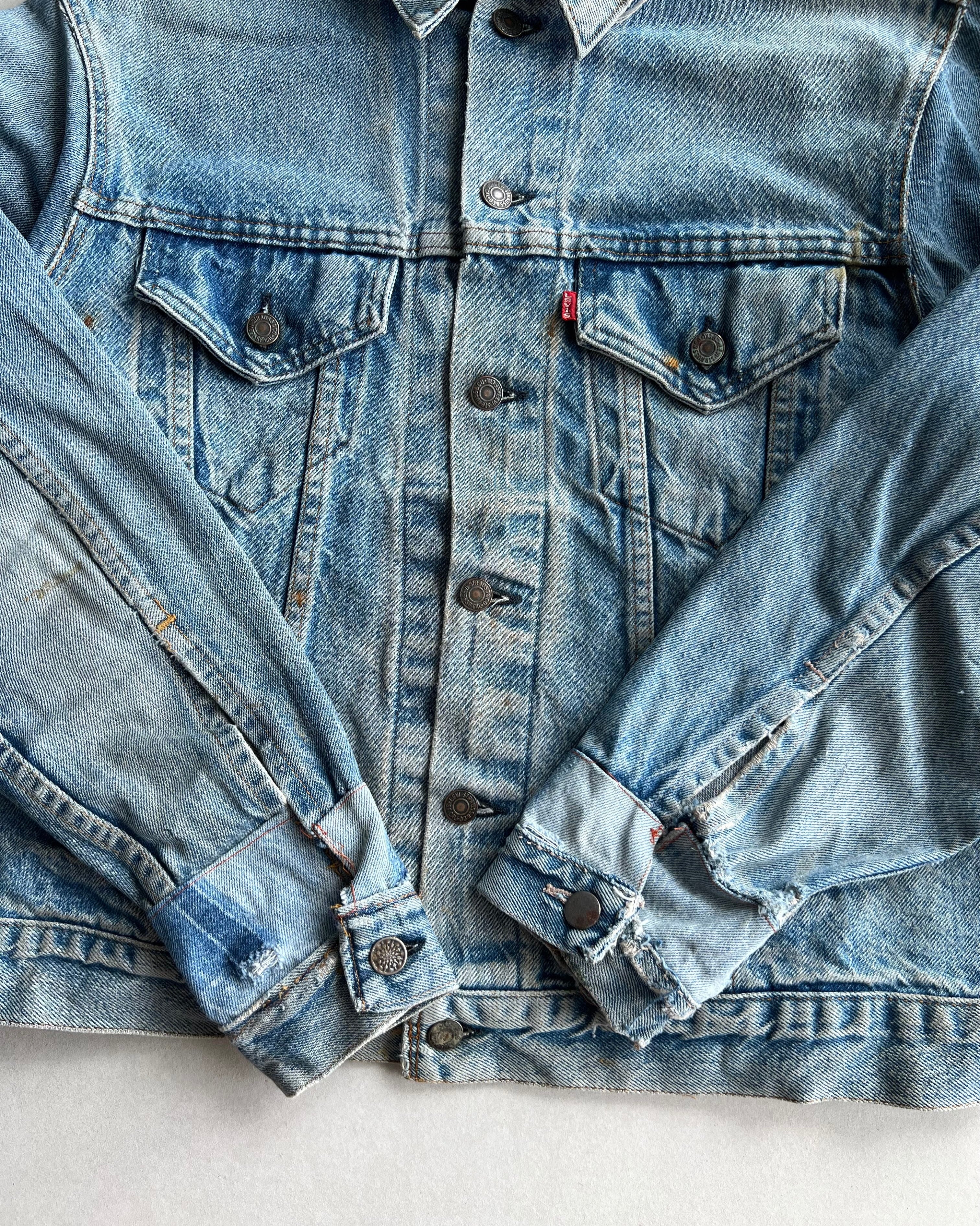 1980S FADED WASHED LEVI'S TYPE III DENIM JACKET (L)