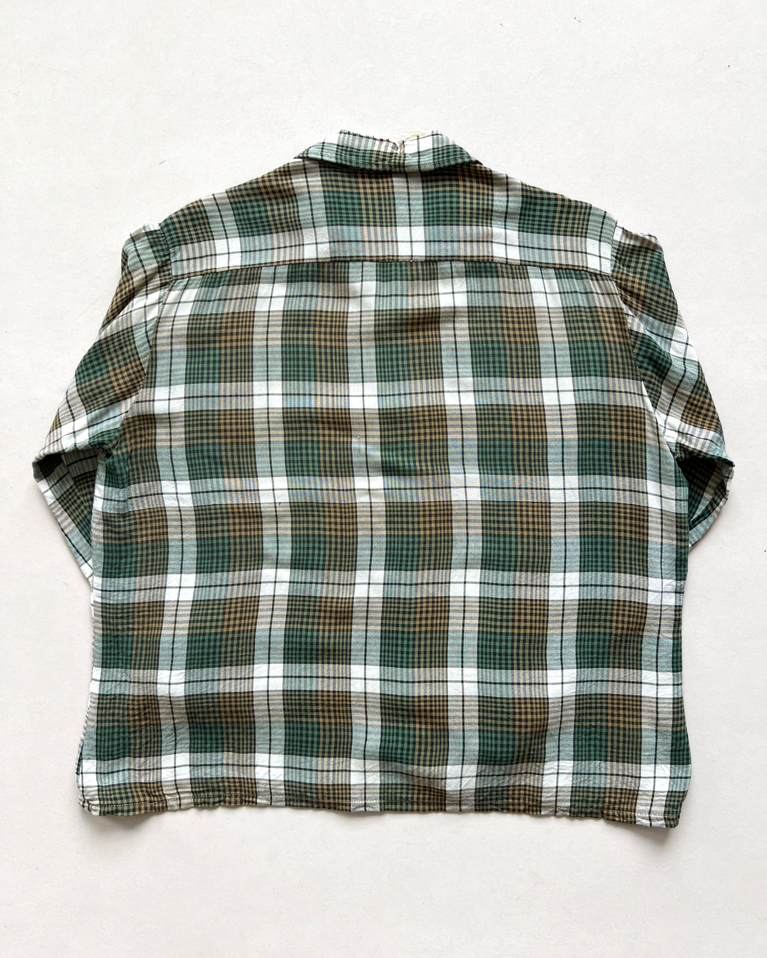 1960S TOWNCRAFT JC PENNEY RAYON LOOP COLLAR FLANNEL (L)