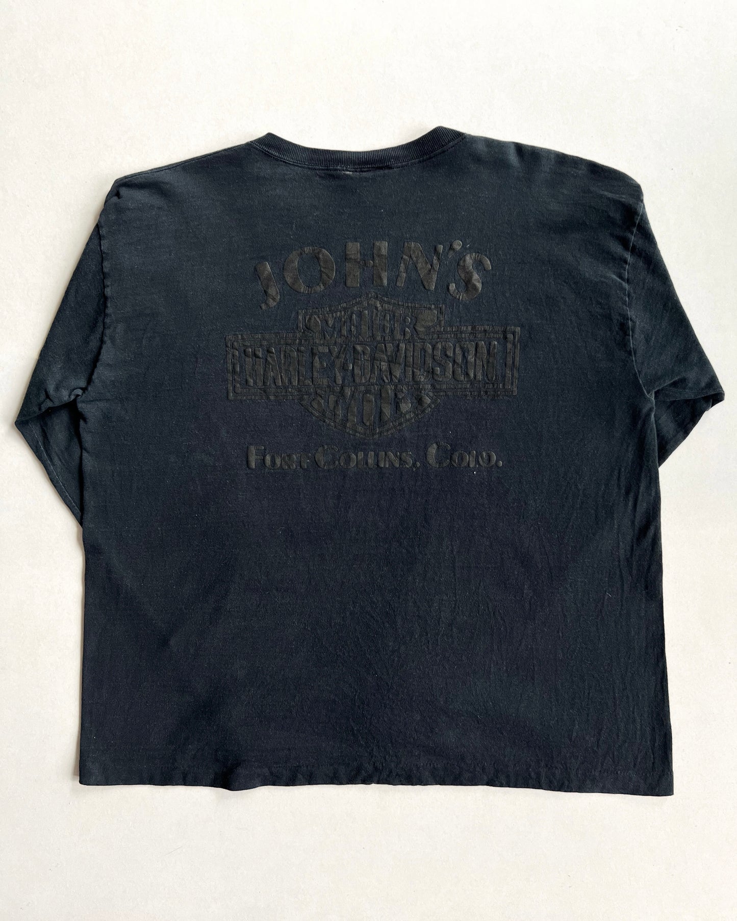 2000S HARLEY BLACKOUT LONGSLEEVES SINGLE STITCH TEE (XL)