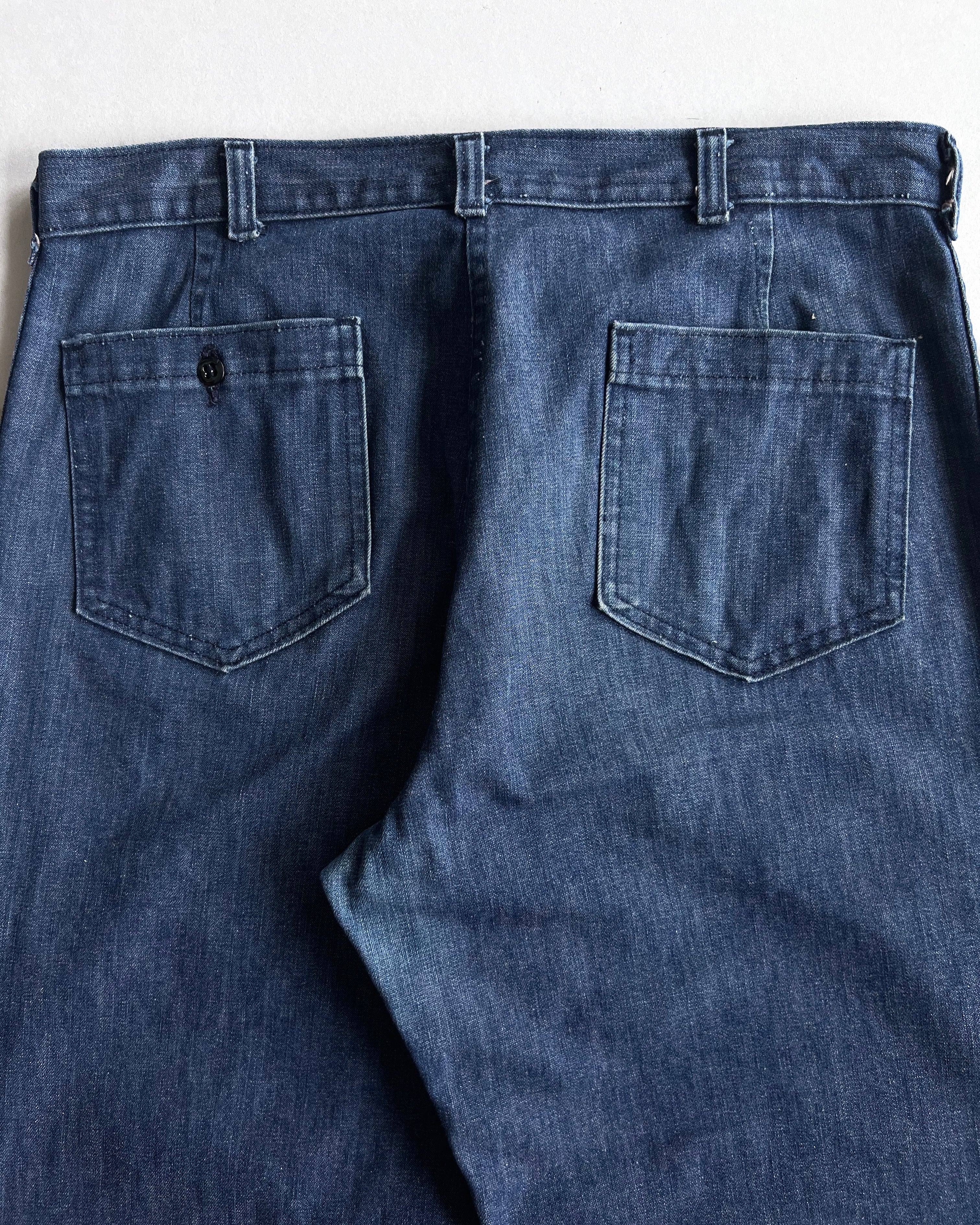 1980S NAVDUNGAREE US NAVY SAILOR DENIM BOOTCUT PANTS (34)