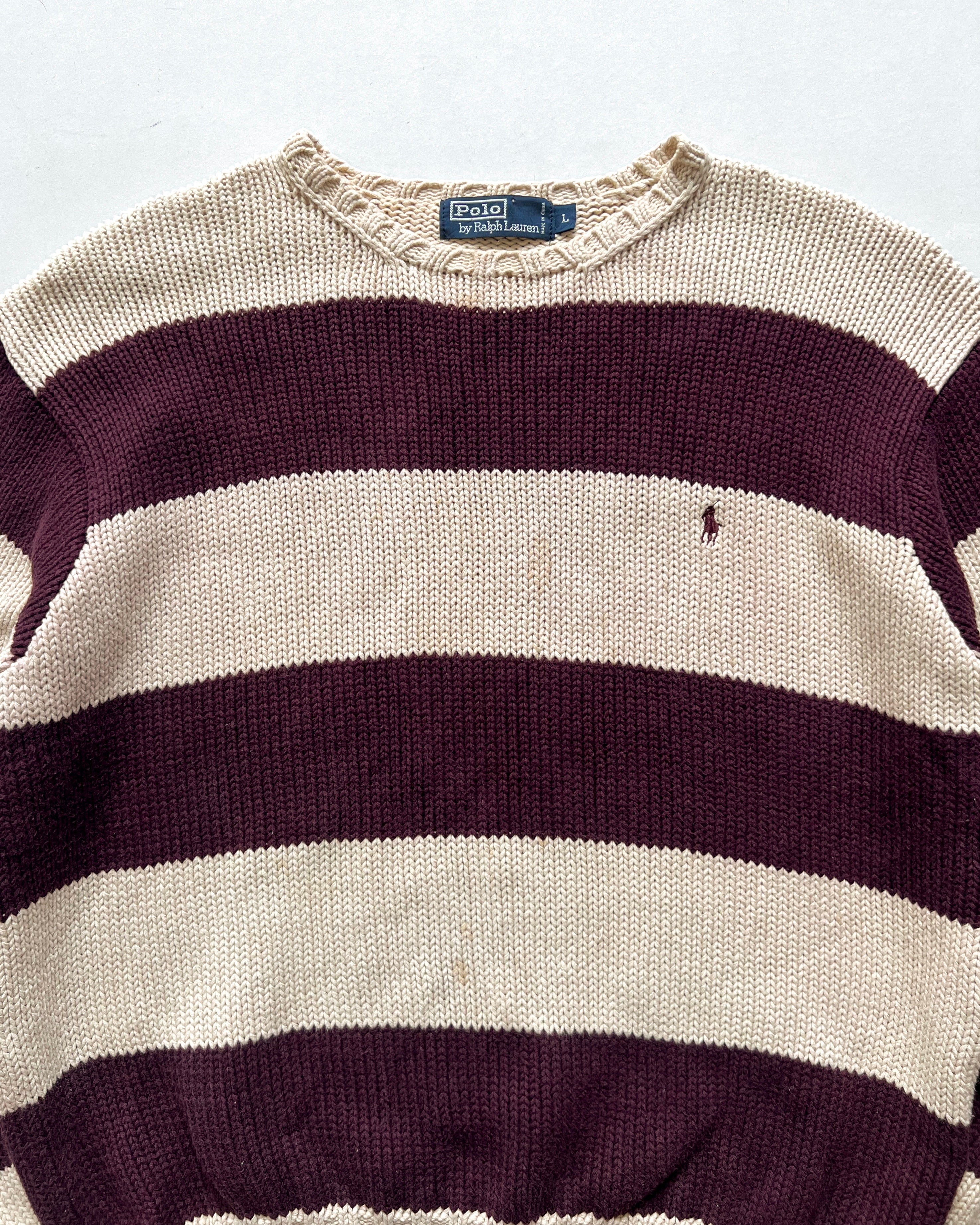 1990S RALPH LAUREN STRIPES KNITTED SWEATER (L)