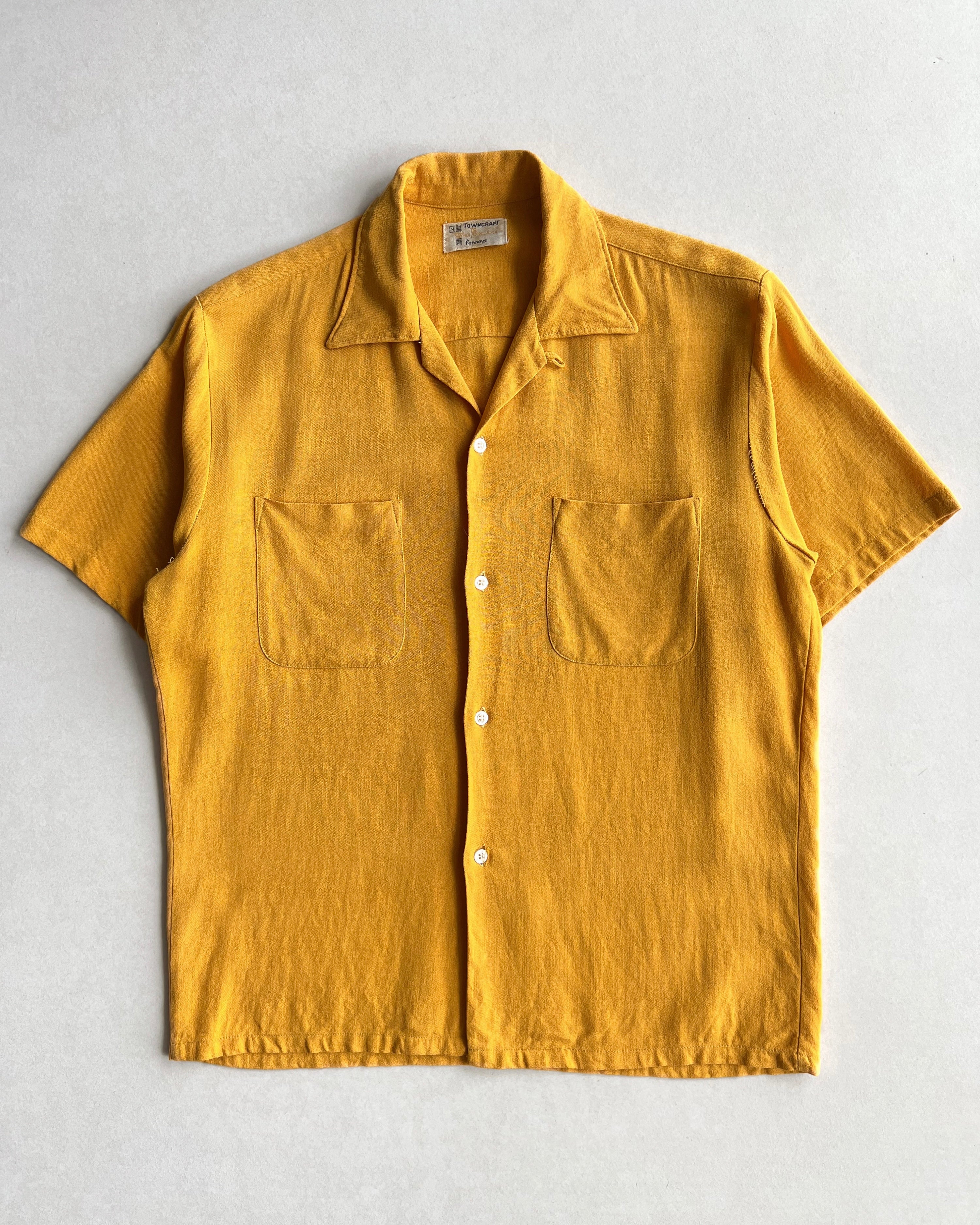 1950S TOWNCRAFT PENNEY LOOP COLLAR RAYON SHIRT (M)