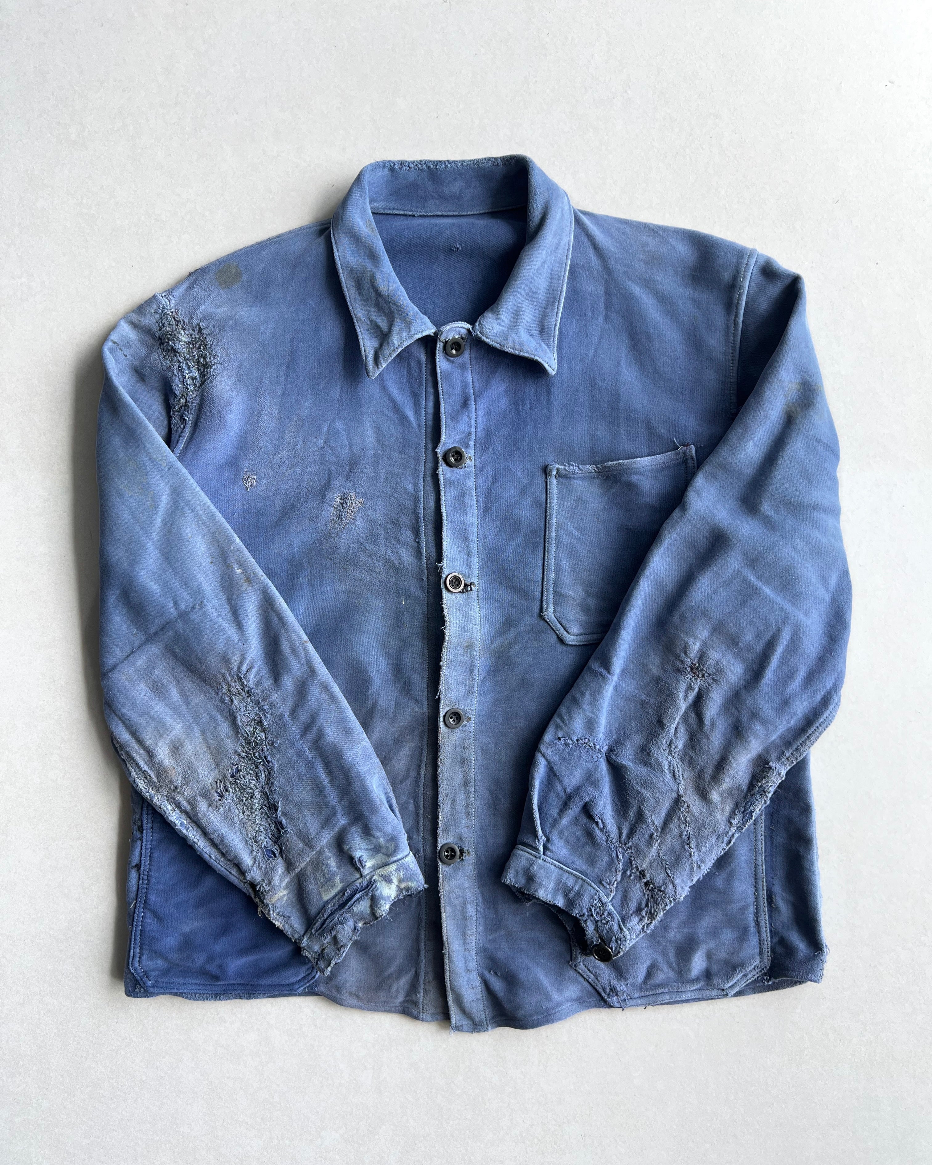 1950S MOLESKIN FRENCH REPAIRED WORK CHORE JACKET (M/L)