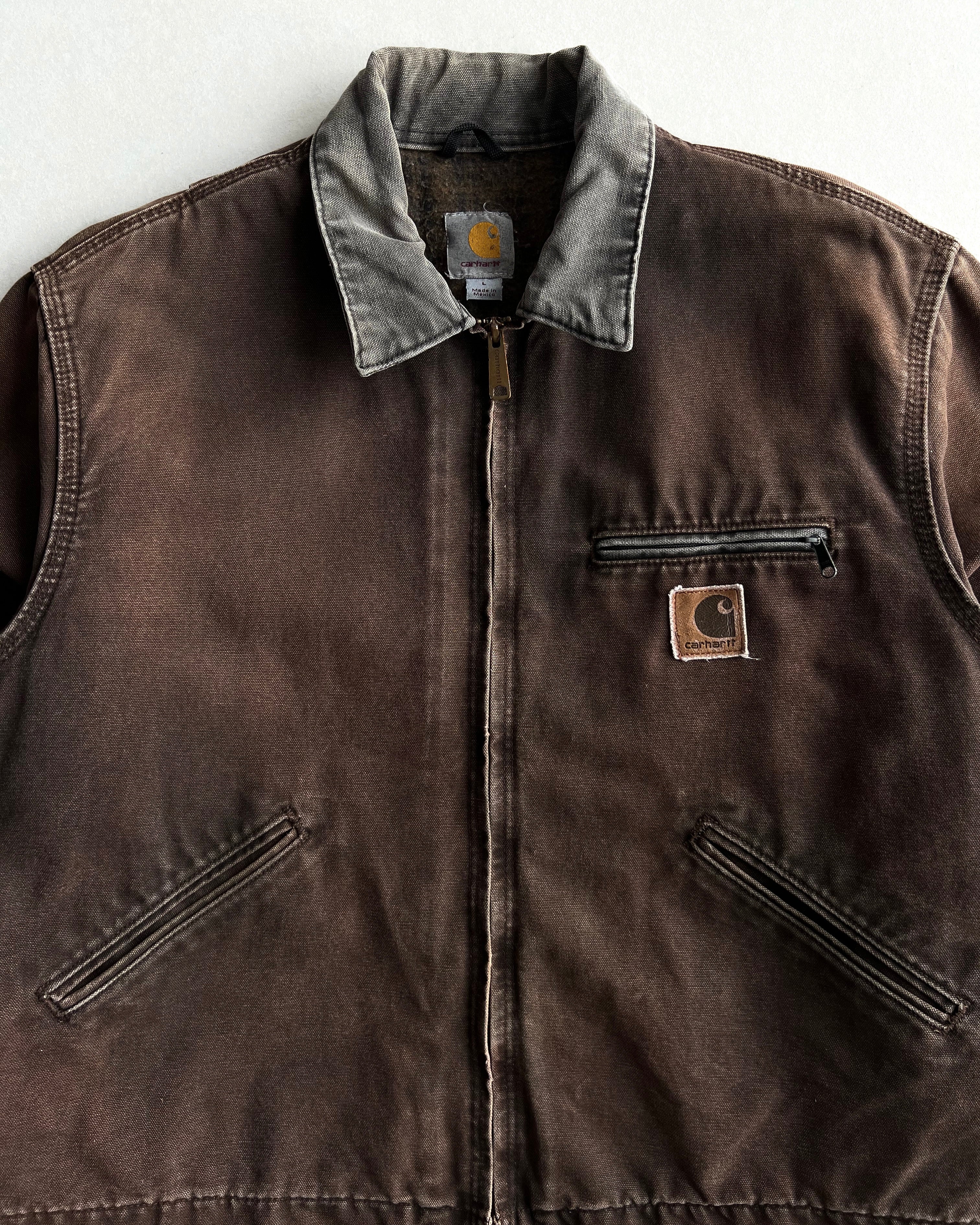 FADED CHOCOLATE CARHARTT DETROIT WORK JACKET (L)