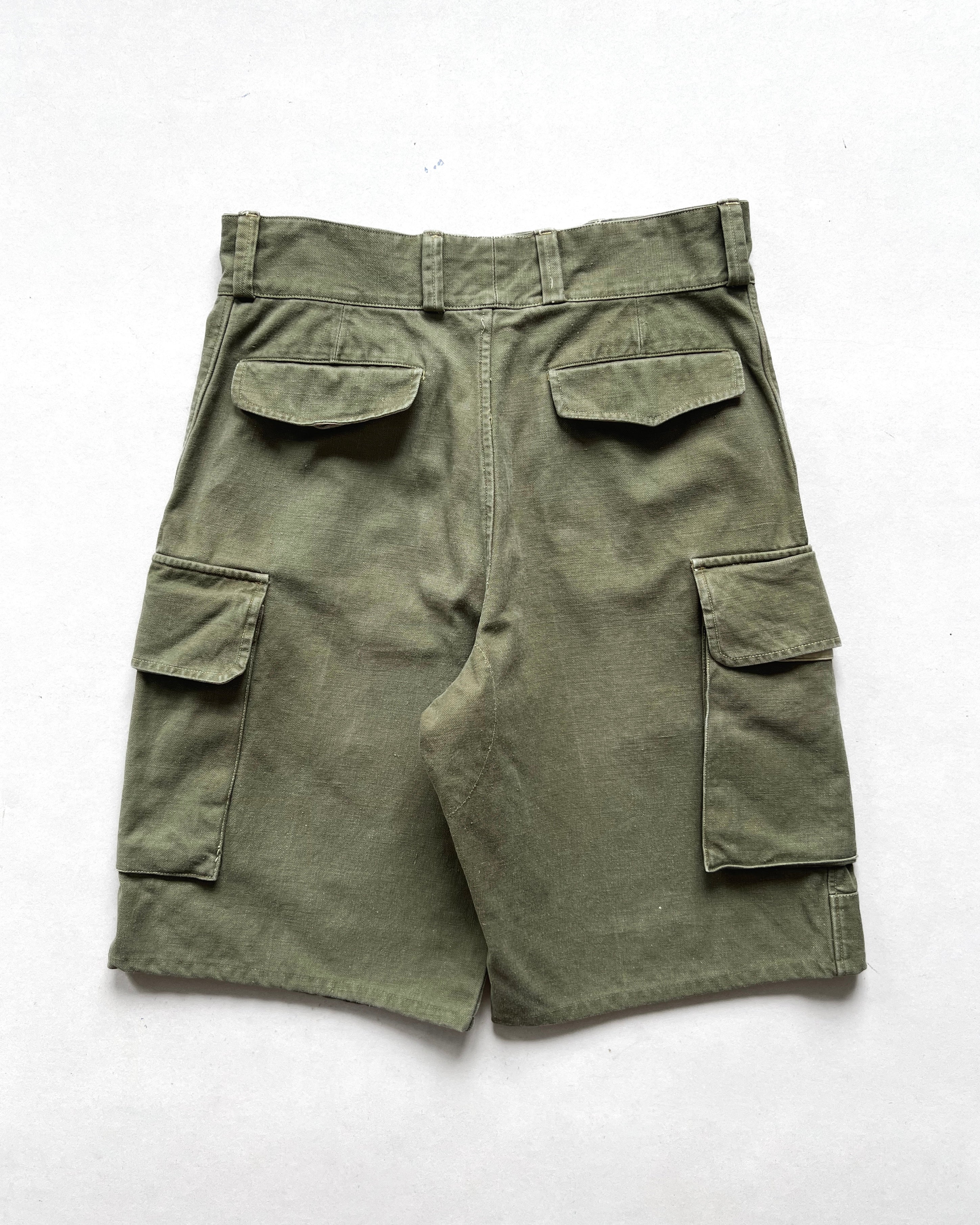 1950S FRENCH ARMY M-47 CUTT-OFF CARGO SHORTS (34)