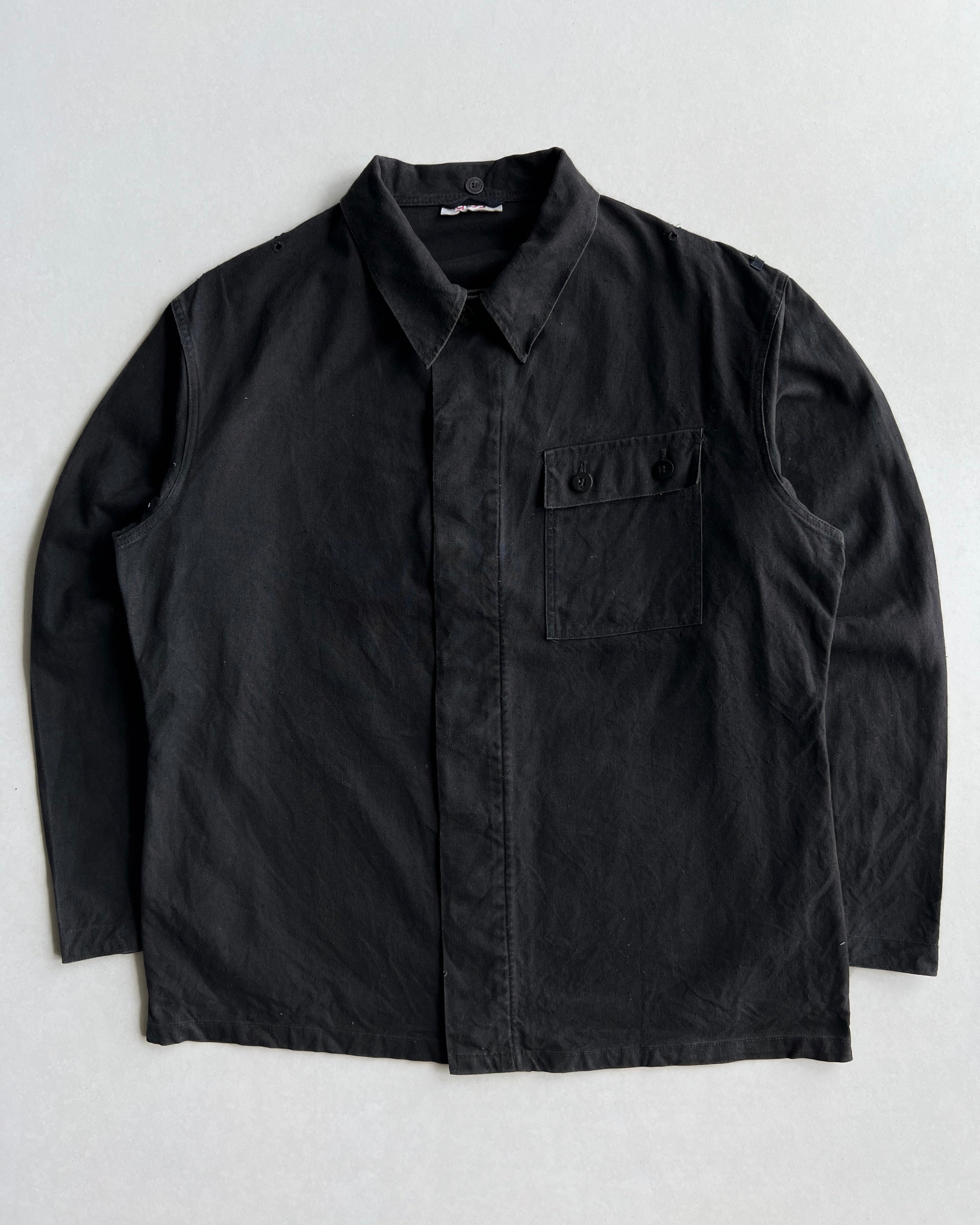 1970S BLACK GERMAN ARMY SINGLE POCKET SHIRT (L)