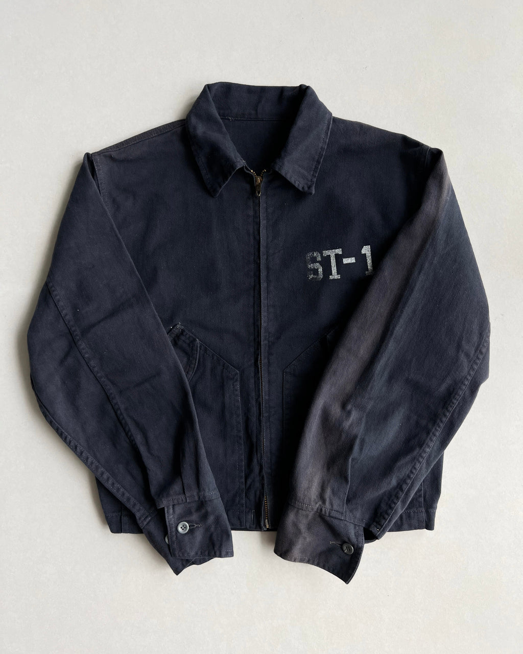 1970S FADED 'ST-1' STENCILED WORK JACKET (M/L)