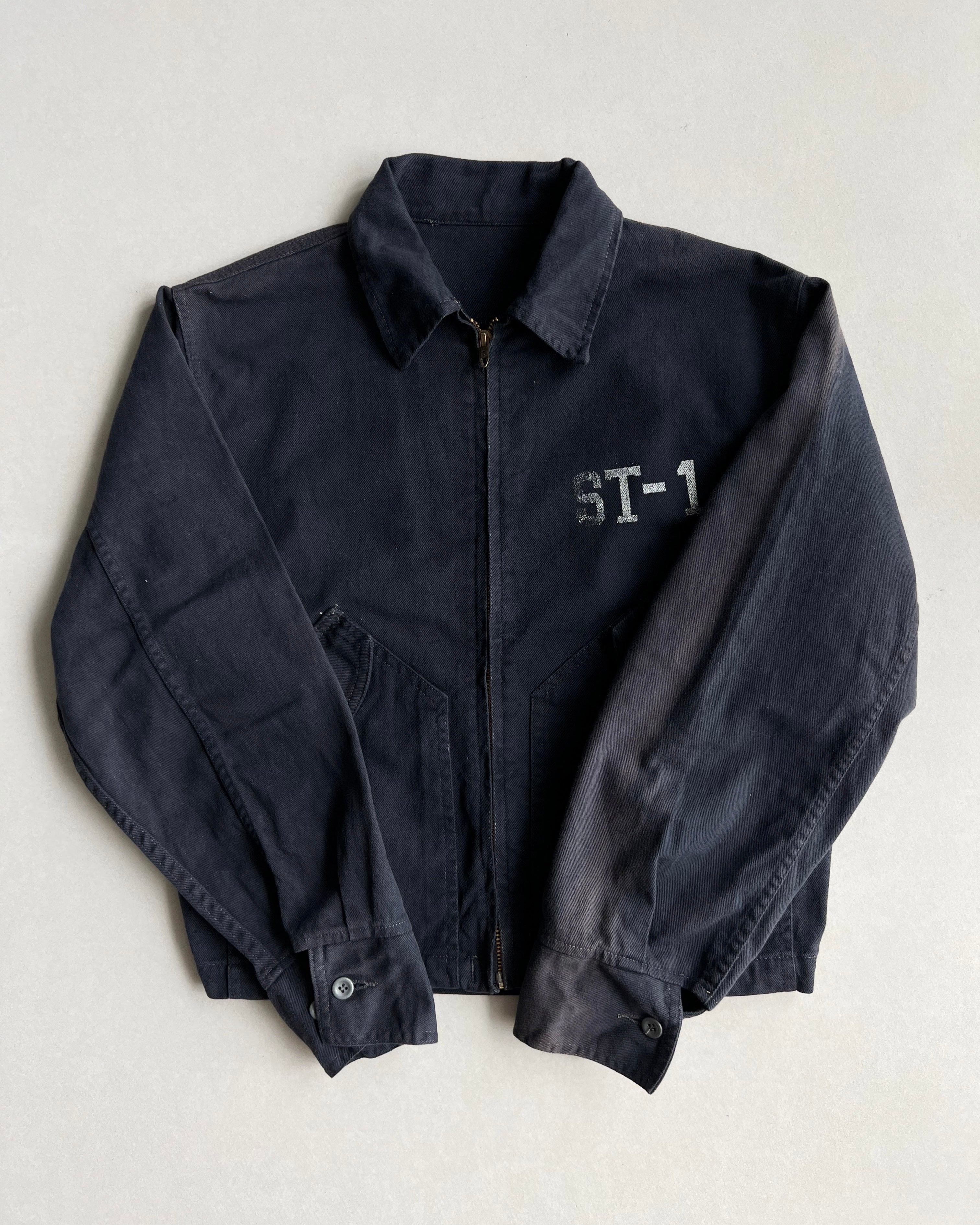 1970S FADED 'ST-1' STENCILED WORK JACKET (M/L)