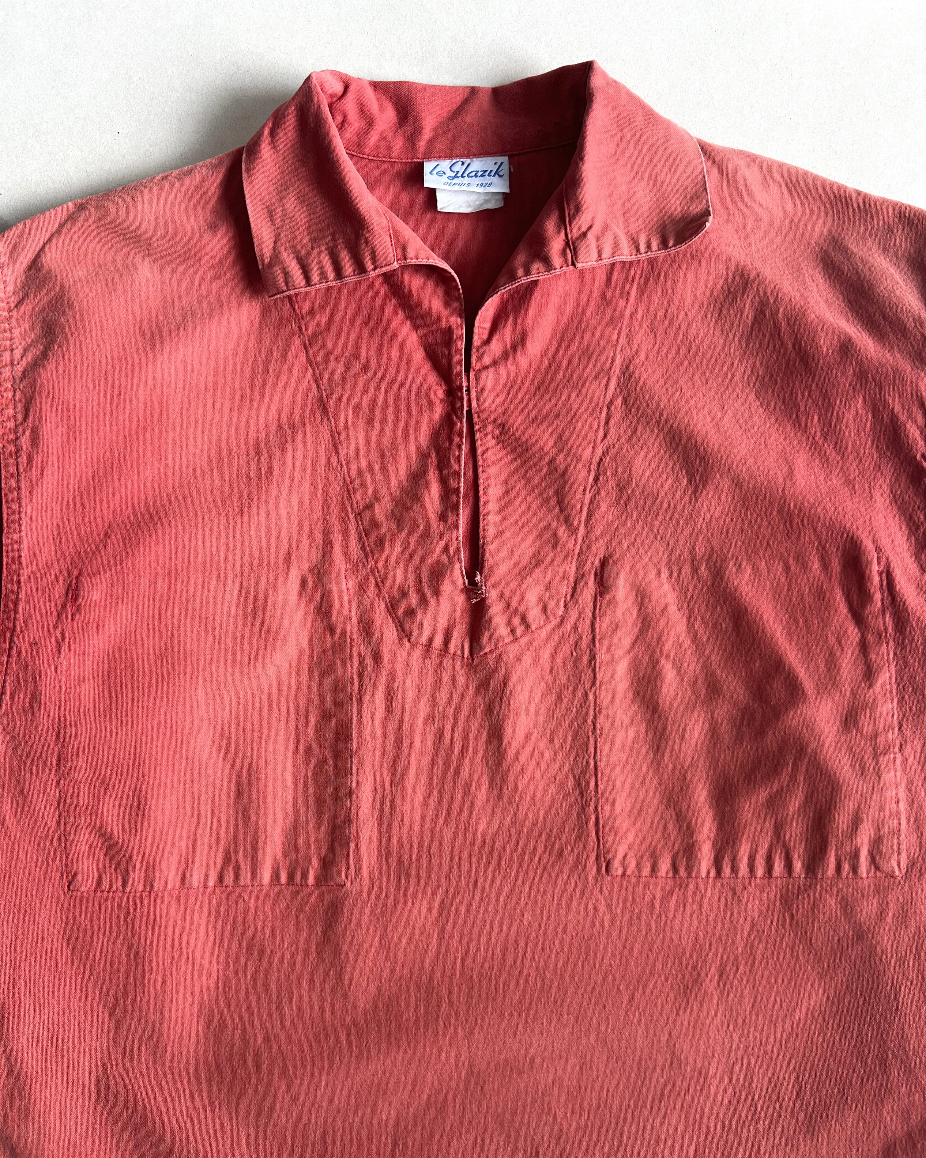 1970S FADED RED LE GLAZIK FISHERMAN SMOCK (L)