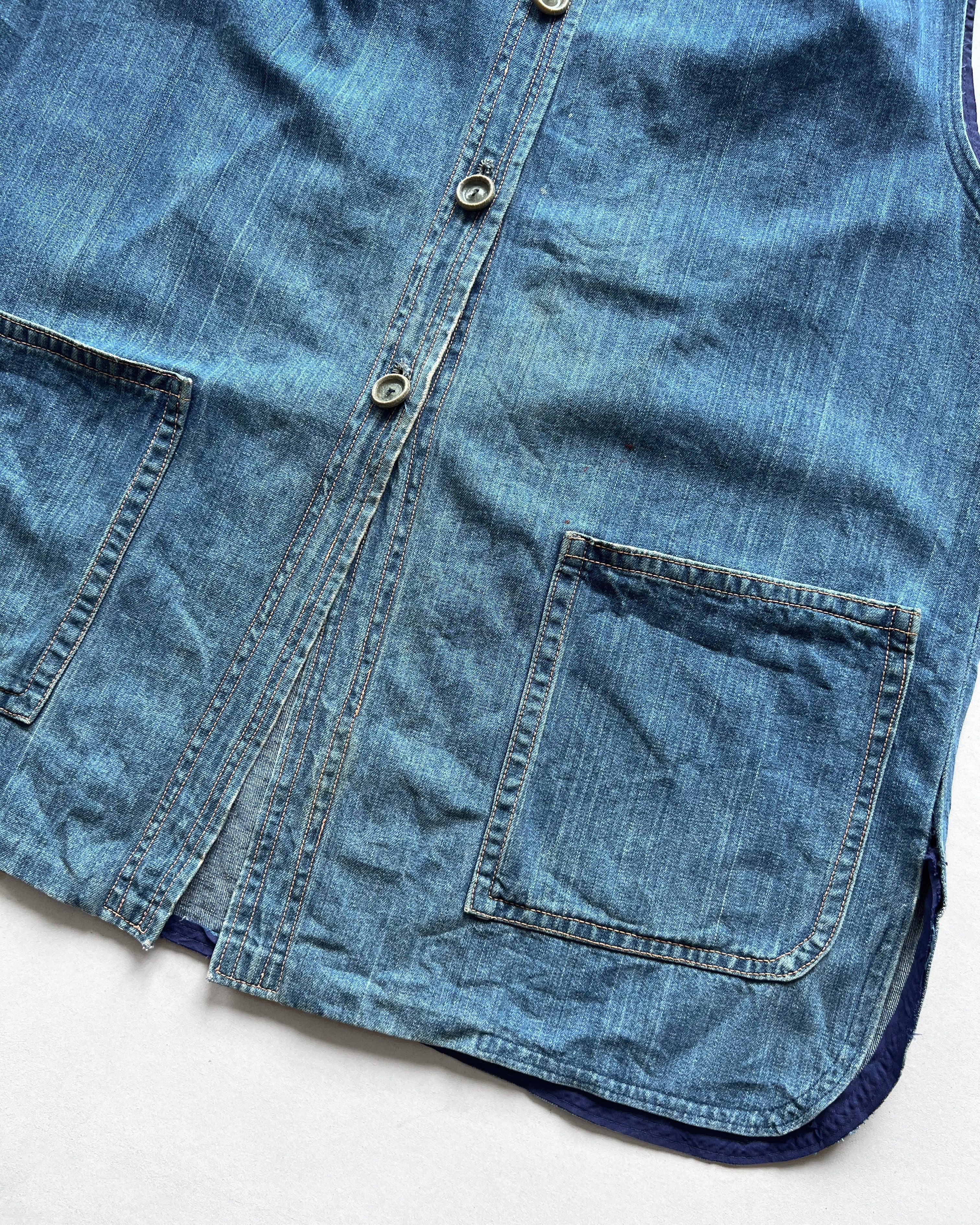 1950S FADED SELVEDGE DENIM VEST (L)