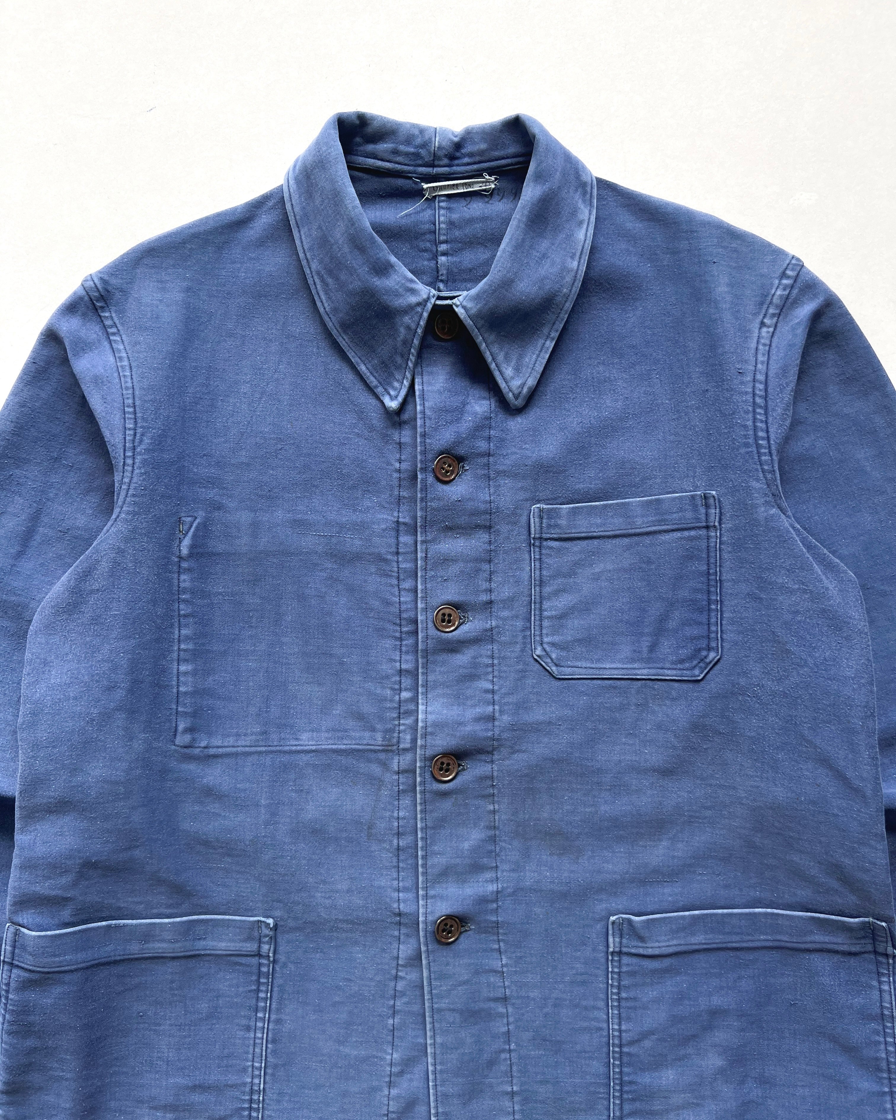1950S FRENCH INDIGO MOLESKIN WORK JACKET (M)