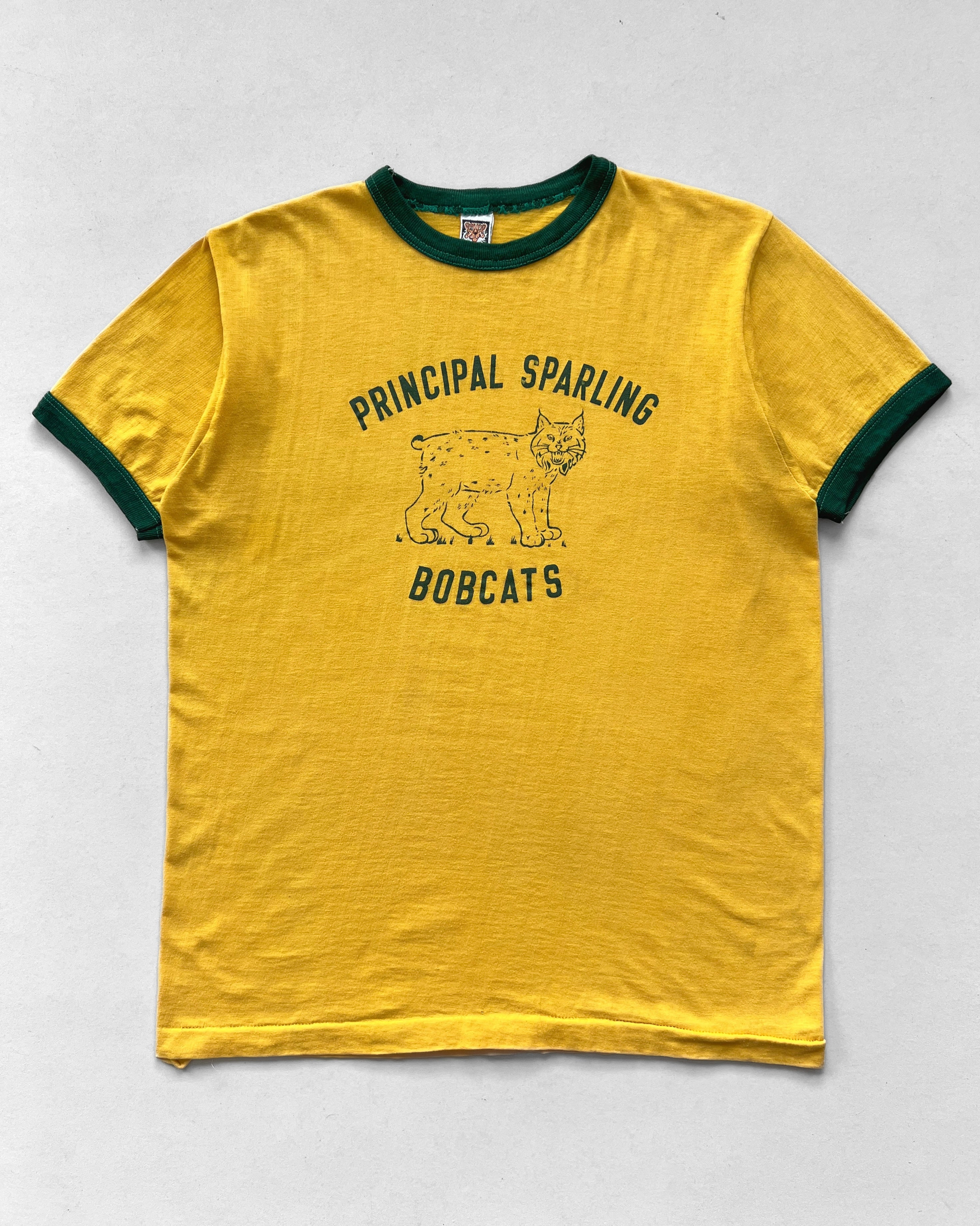 1980S 'PRINCIPAL SPARLING BOBCATS' RINGER TEE (L)